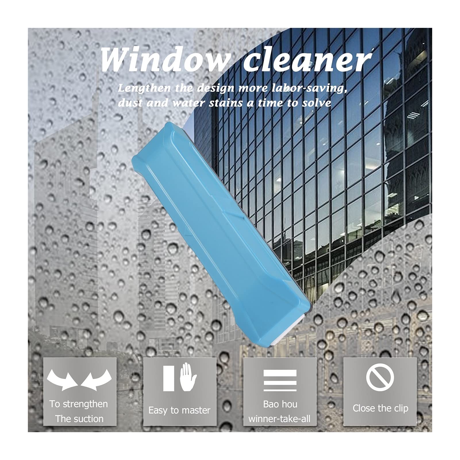 Household Squeegee Double-Sided Glass Window Cleaner with Long Strip Household Cleaning Tools Wiper Useful Surface Brushs Glass Cleaner Multi-Purpose (Color : Double 15 26mm Rot)