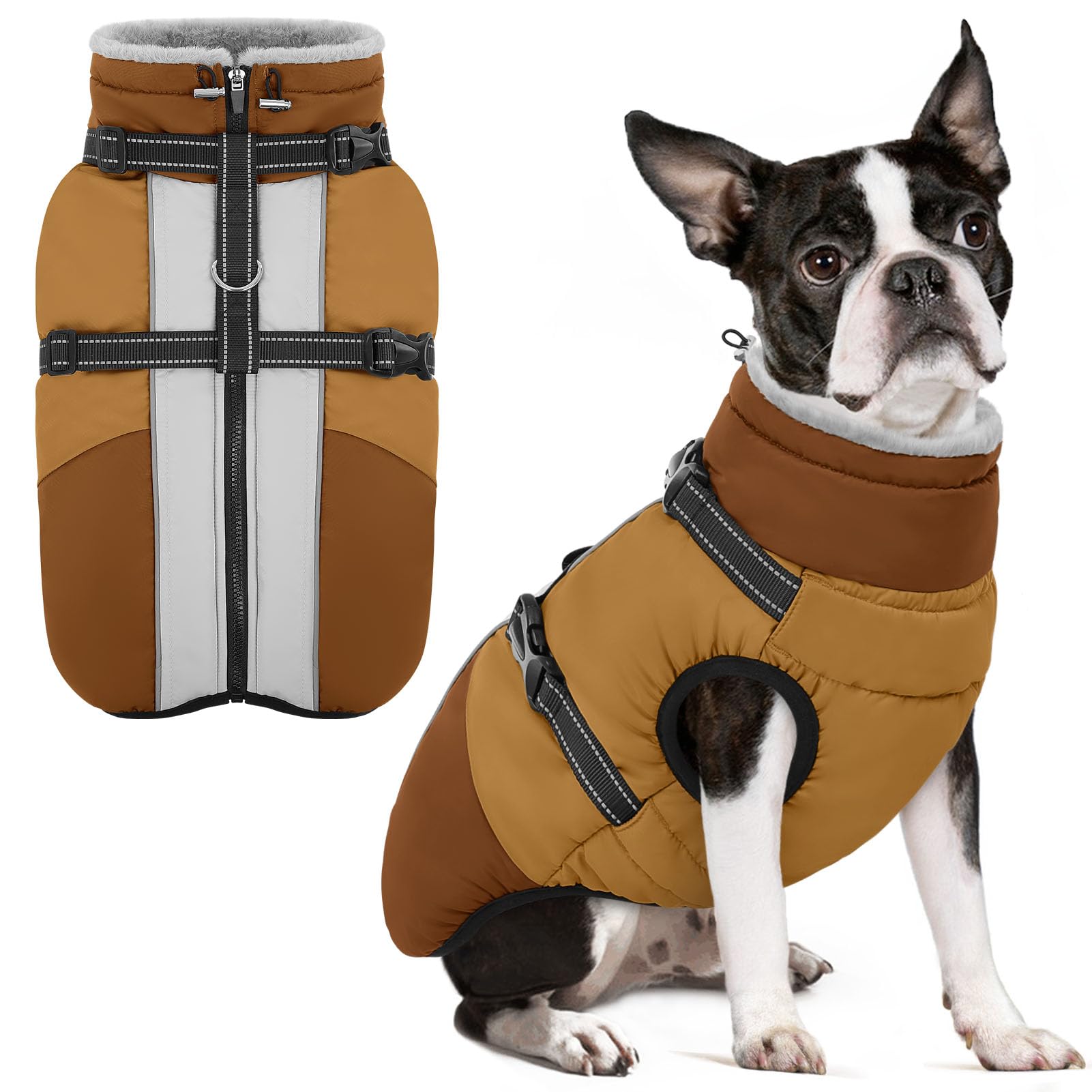 AOFITEE Hundejacke Winter Warm Hundemantel für Mittelgroße Hunde, Braun M