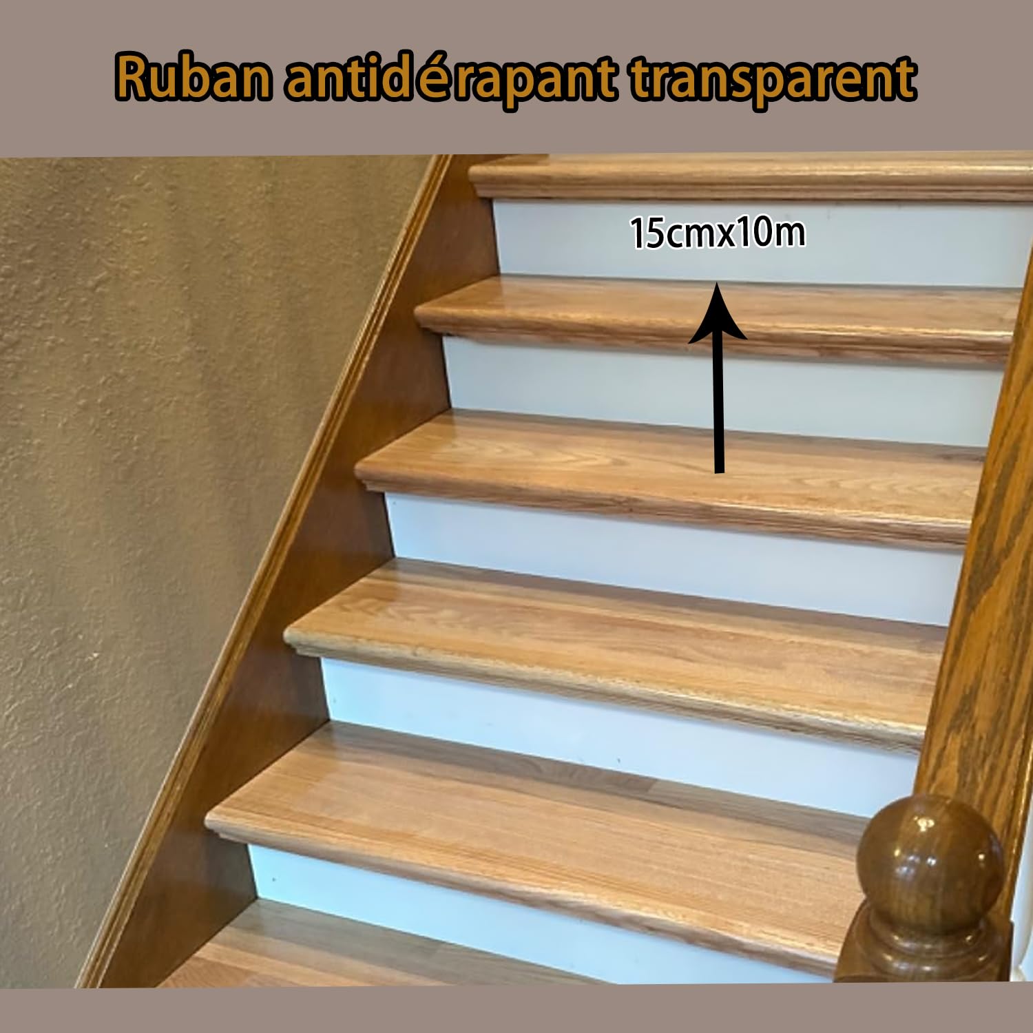 CHUANGSEED - Lote de 1 cinta adhesiva transparente antideslizante escalera, 15 cm x 10 m, tiras antideslizantes para madera escaleras y cuarto de baño, transparente antiderapant pegatina para caminar