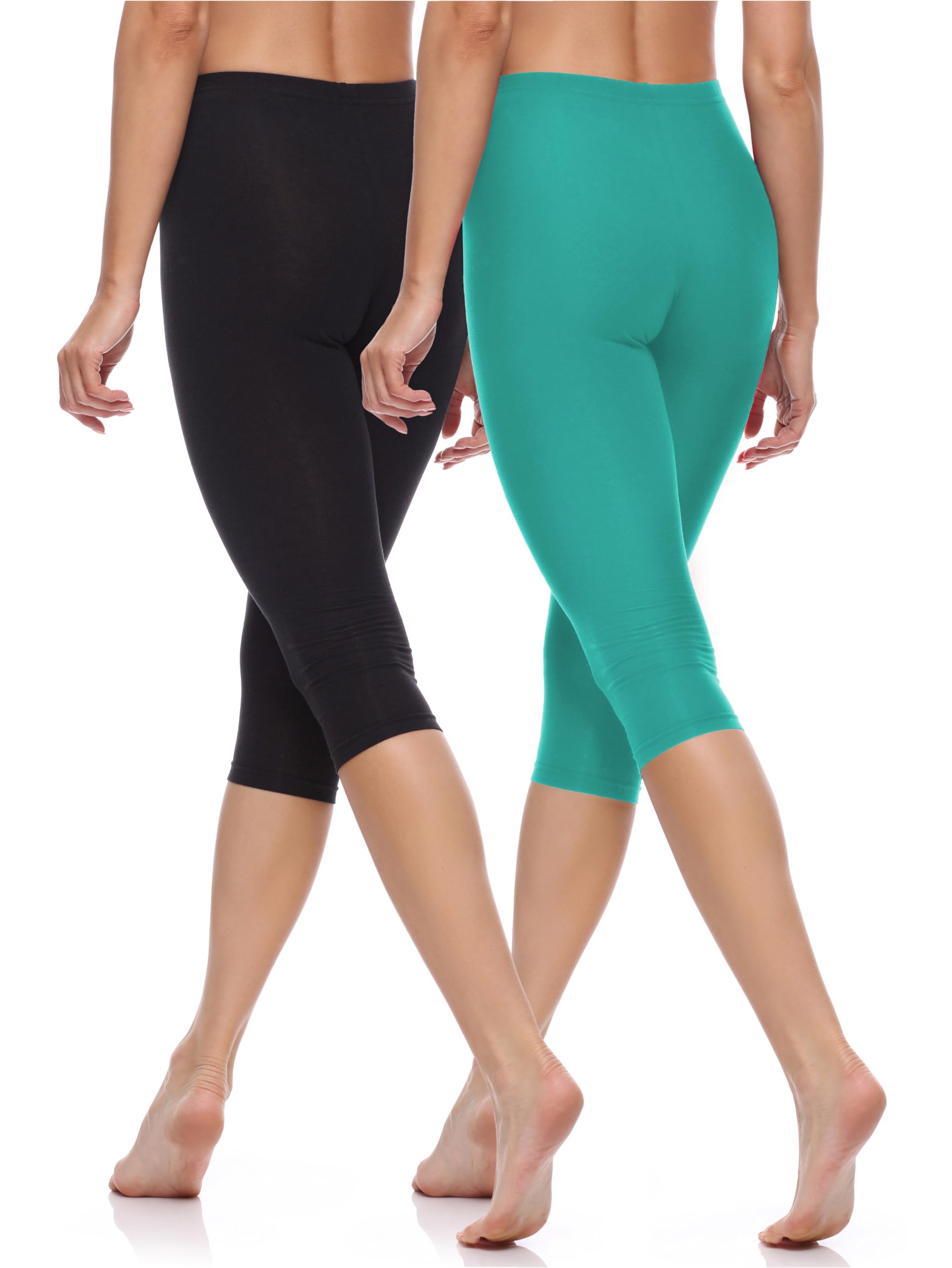 Merry Style Leggings Donna 3/4 Pantaloni Capri Morbidi e Confortevoli Leggins Donna in Cotone Traspirante Elastici e Delicati sulla Pelle Sensibile MS10-199