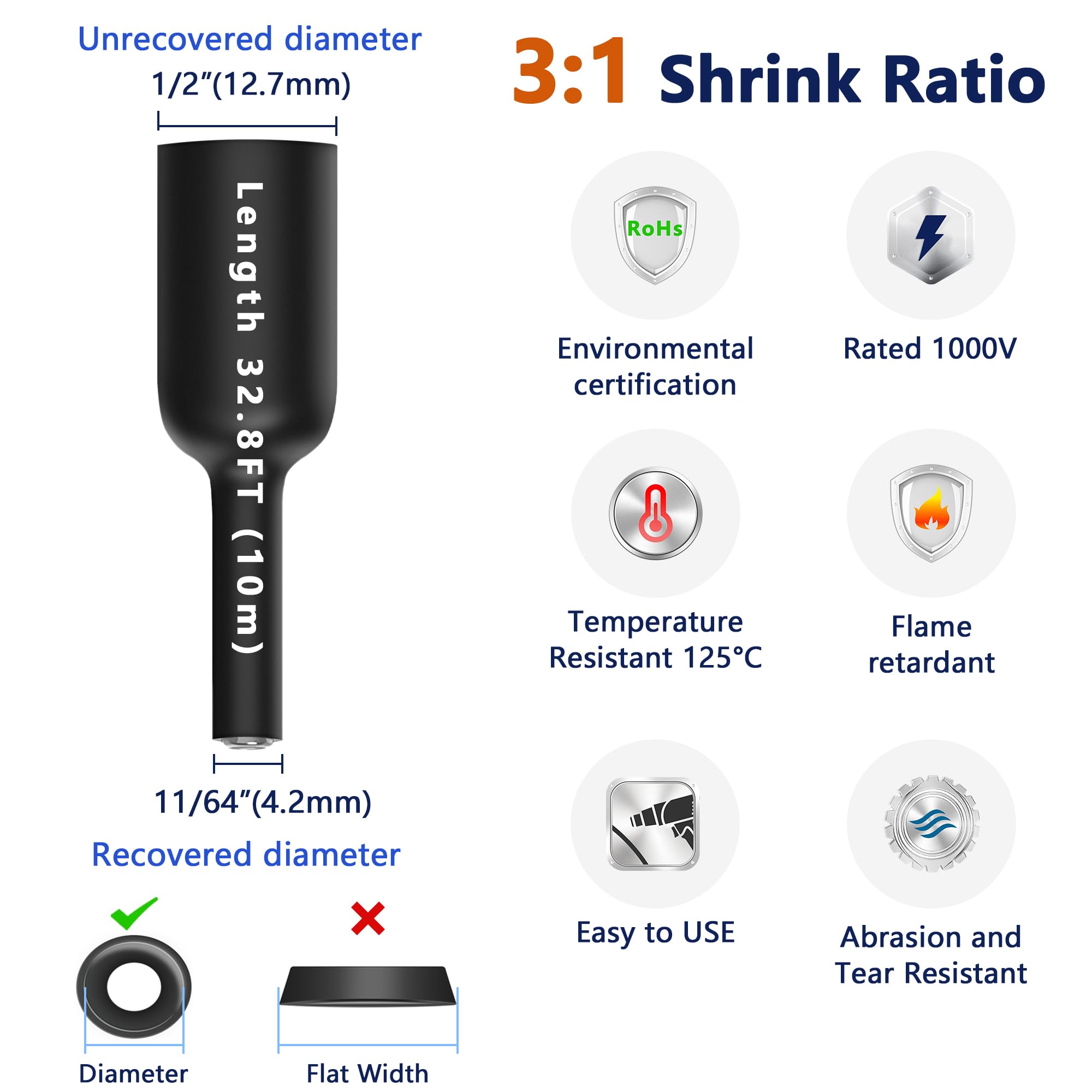 4:1 Heat Shrink Tubing / Lined With Adhesive - Weatherproof Glue Lined-753512