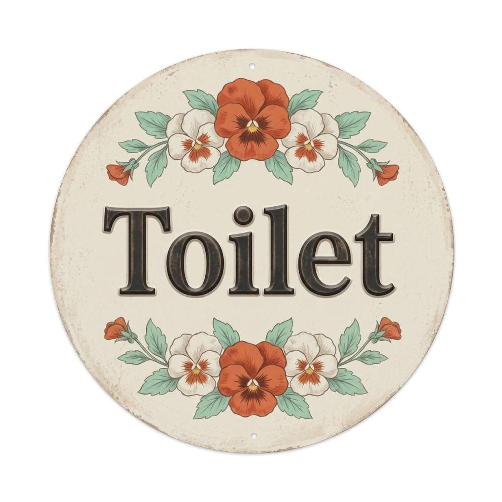 Okahys 8X8inch(20X20cm) Toilet(Wc) Signage Pansy Vintage Metal Tin Sign
