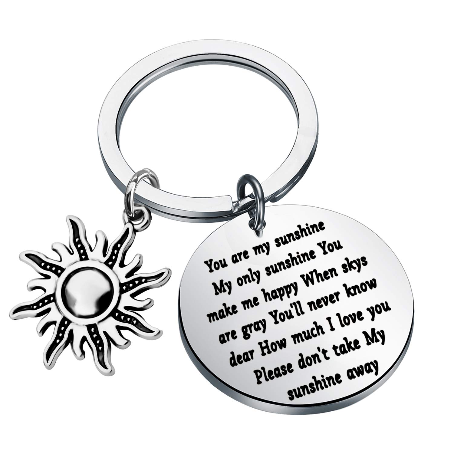 bobauna Sunshine My Only Sunshine Keychain Inspirational Jewelry Sunshine Saying Gift For Couple Friend Family