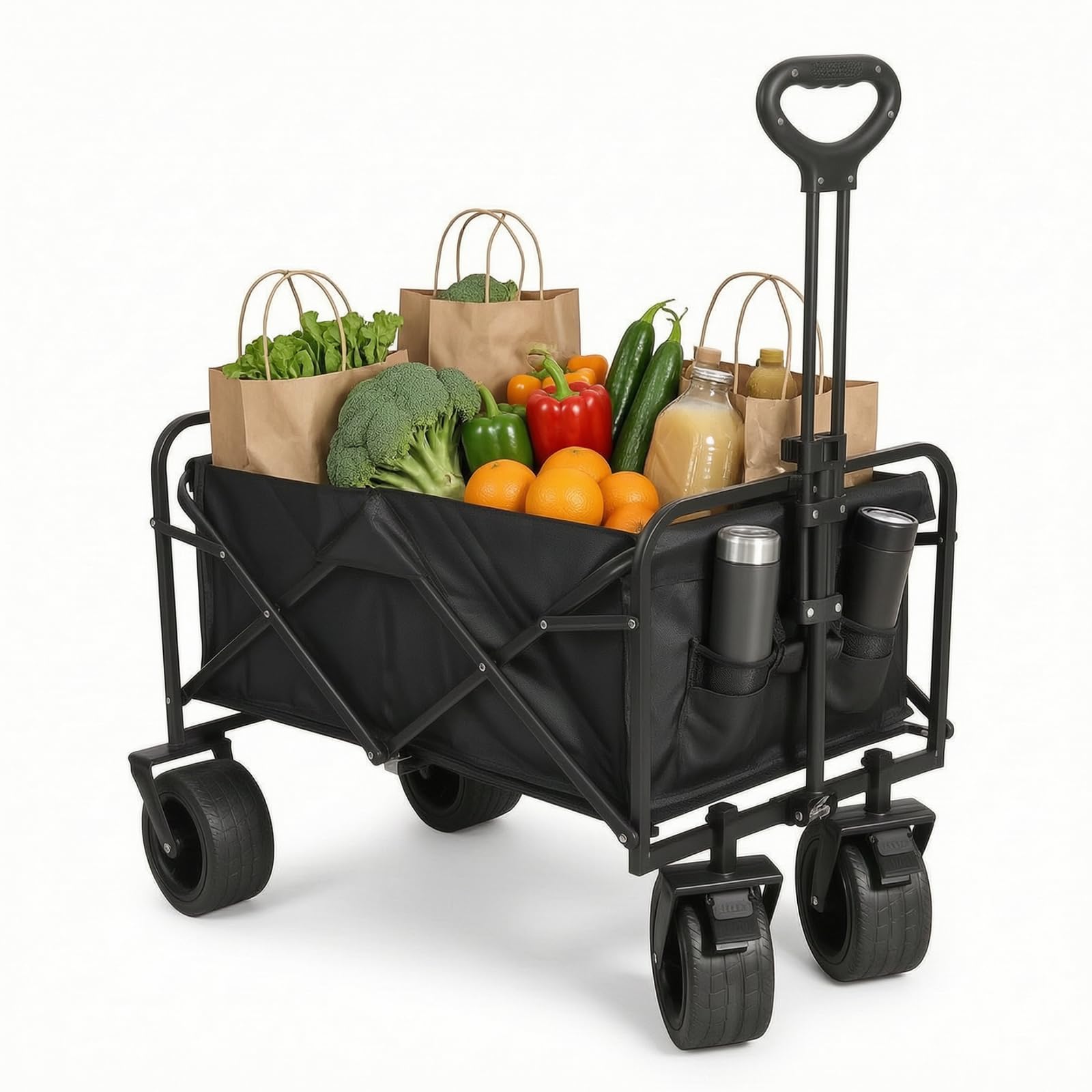 Heavy Duty Collapsible Camping Trolley, Wagon Cart with All-Terrain Wheels
