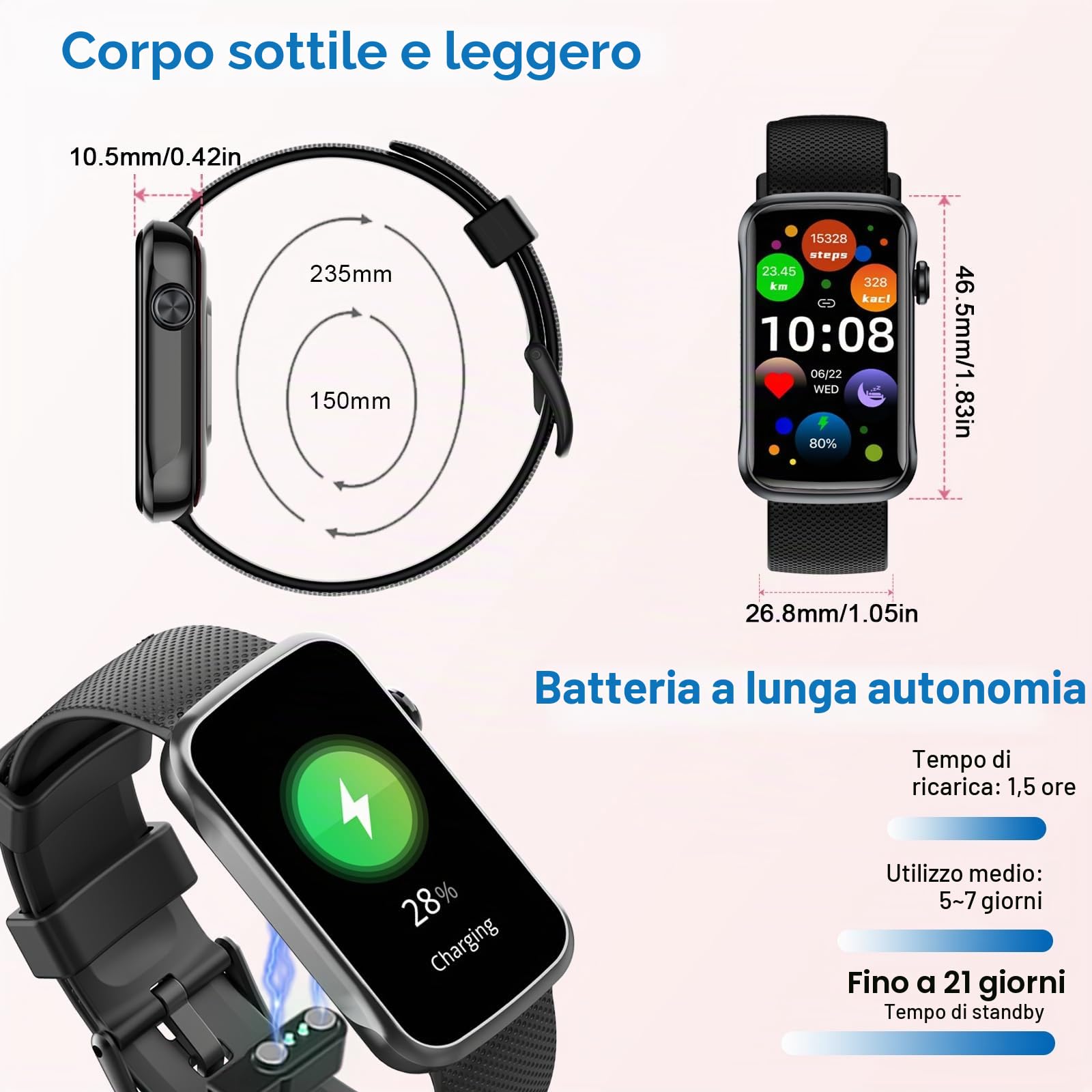 Motast Smartwatch Uomo Donna, Orologio Smartwatch 1.57" con Chiamate Bluetooth, 123+ Modalità Sportive, Notifiche, Contapassi, Sonno,Smart Watch per Android iOS