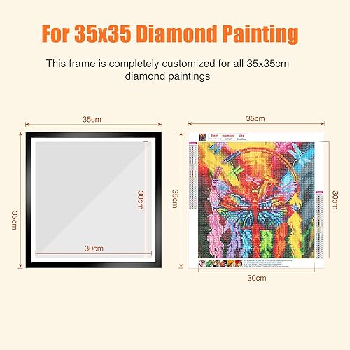 Miniatura 3 de NAIMOER Paquete de 2 marcos de pintura de diamantes mejorados, marcos para lienzo de pintura de diamante de 13.8 x 13.8 pulgadas, marco magnético de