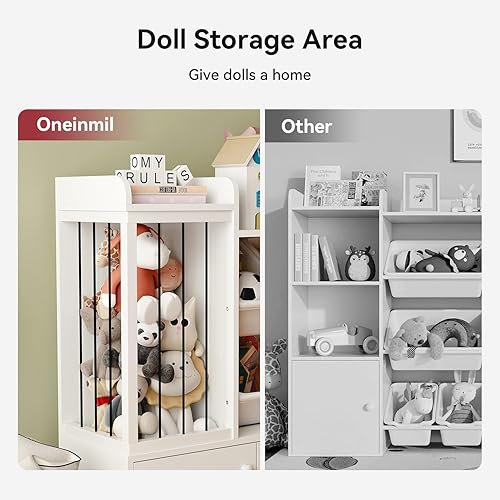 Miniatura 4 de Treesland Organizador grande de almacenamiento de juguetes para niños de 55 pulgadas, estantería para niños, armario de almacenamiento de juguetes