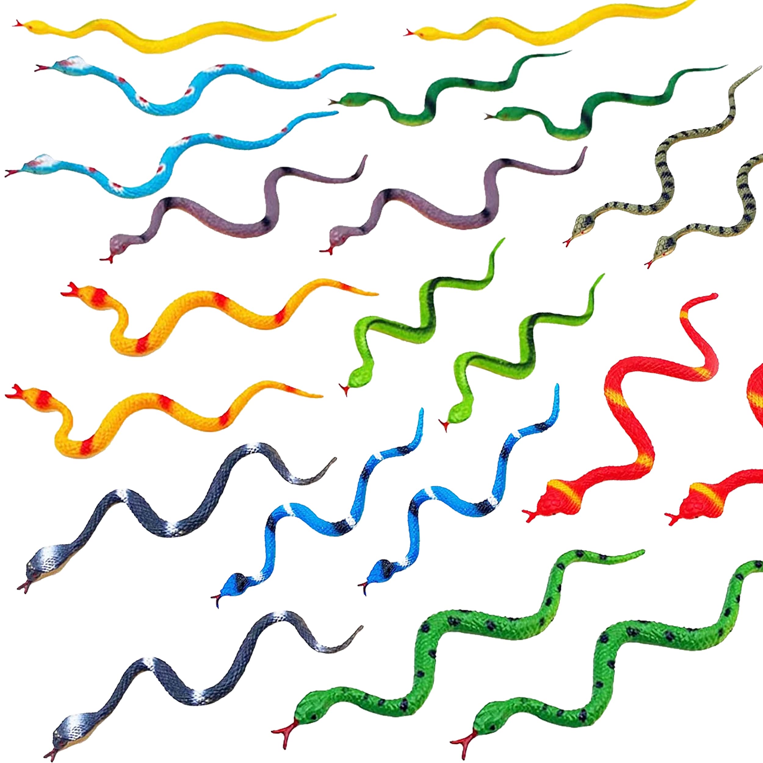 24pcs Set of Realistic Pvc Snake Toy,Small Rainforest Rubber Snake,Multi-Color Rubber Snakes Realistic,Suitable For Halloween Party Decoration Pranks And Props