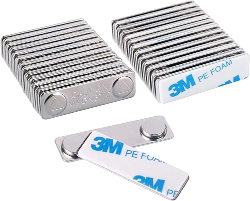 Soportes magnéticos fuertes para tarjetas de identificación con placa trasera de acero, paquete de 24 etiquetas de nombreinsignias de