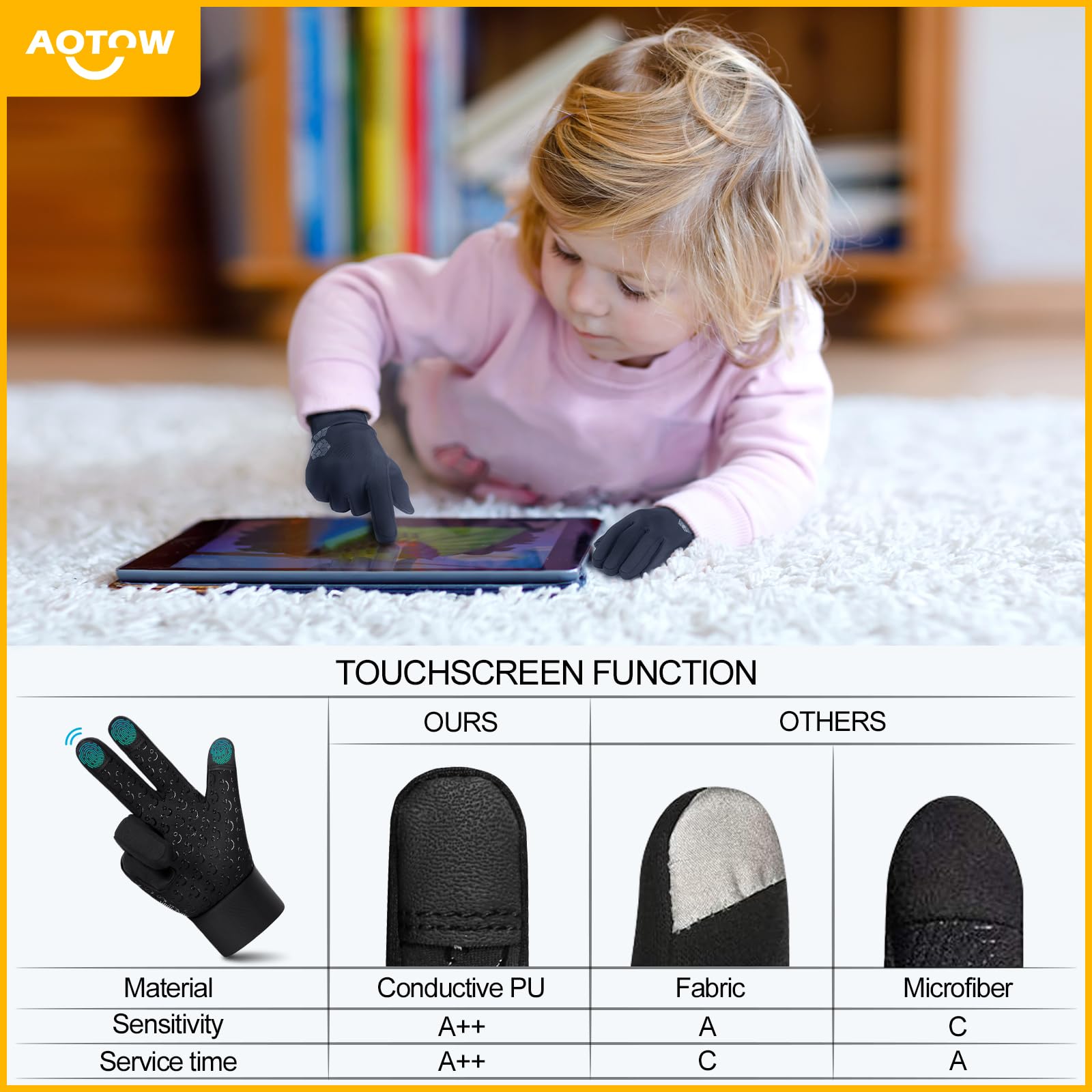 Guantes de Invierno térmicos para niños, Guantes de Ciclismo para Pantalla táctil, Guantes cálidos para Bicicleta, Guantes cálidos para Bicicleta, Resistentes al Viento