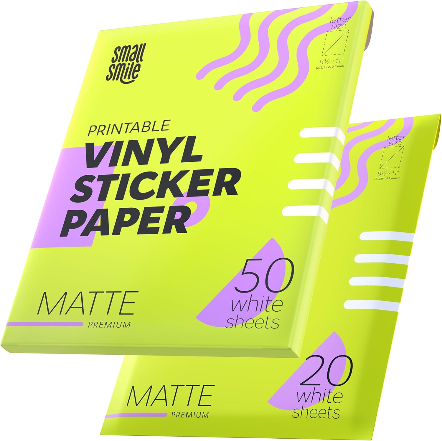 Premium Printable Vinyl Sticker Paper for Inkjet Printer and Laser 70 White Matte