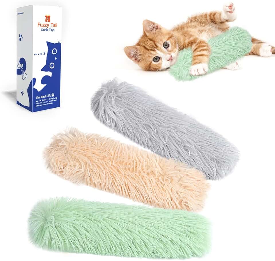Potaroma Cat Toys Pillows, 3 Pack, Soft and Durable Crinkle Sound with Catnip Inside, Interactive Indoor Kitten Kicker, Promotes Kitty Exercise