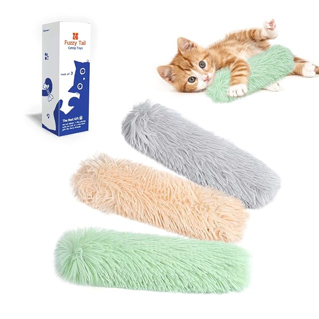 Potaroma Cat Toys Pillows 3 Pack Soft and Durable Crinkle Sound with Catnip Inside Interactive Indoor Kitten Kicker