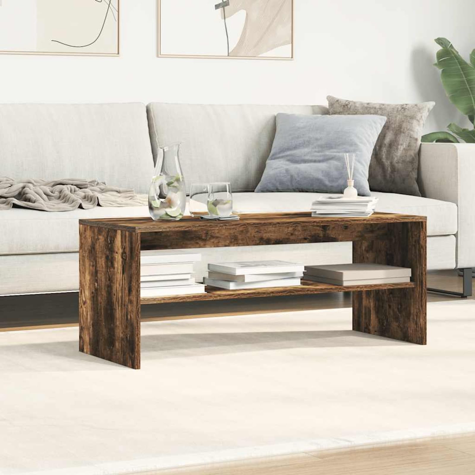 Gecheer TV-Schrank Räuchereiche 100x40x40 cm Holzwerkstoff, Fernsehschrank Fernsehtisch TV-Lowboard für Wohnzimmer Home-Cinema Gamerzimmer859122
