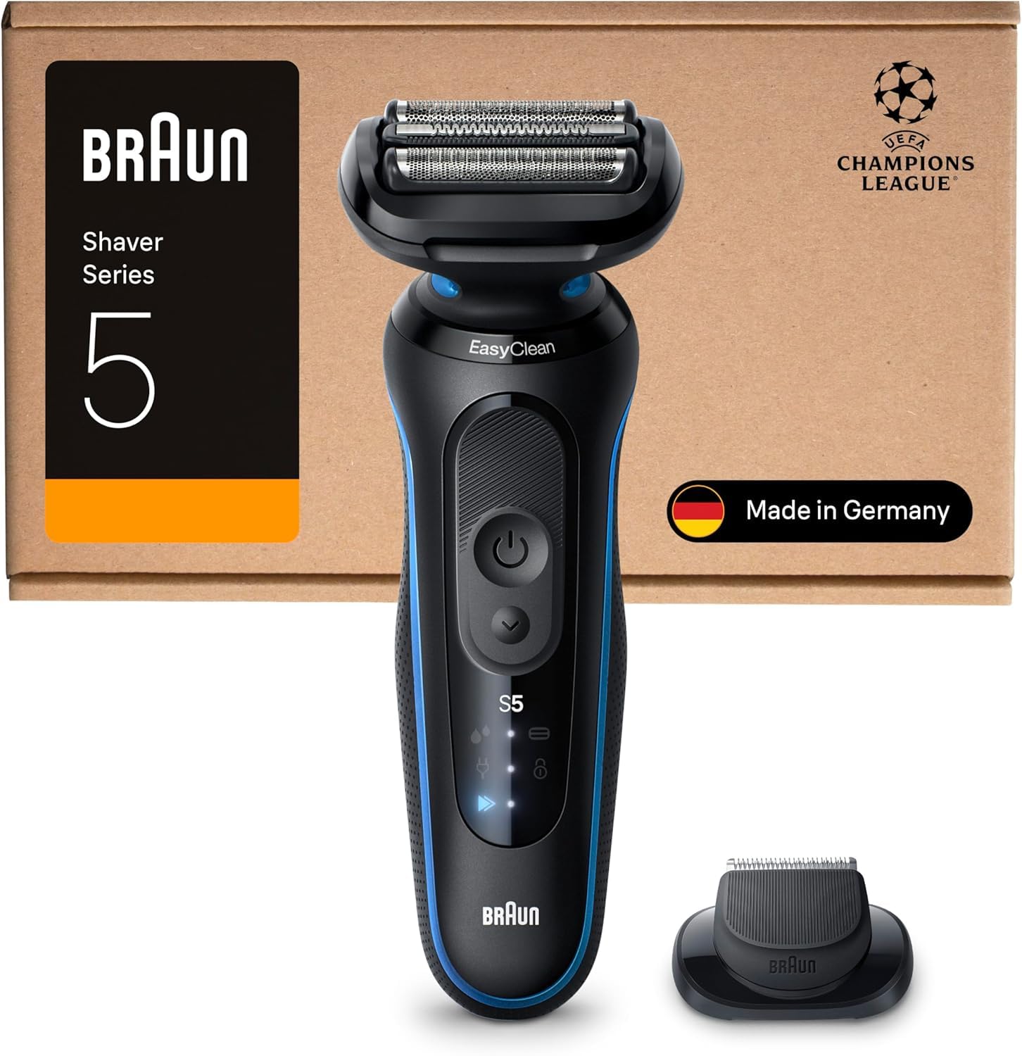 Braun Series 5 Men's Electric Shaver, 50 Minute Battery, Razor, Precision Trimmer Attachment, Wireless Wet and Dry Shaver, Waterproof, Made in Germany, 52-B1200si, Blue-image-7