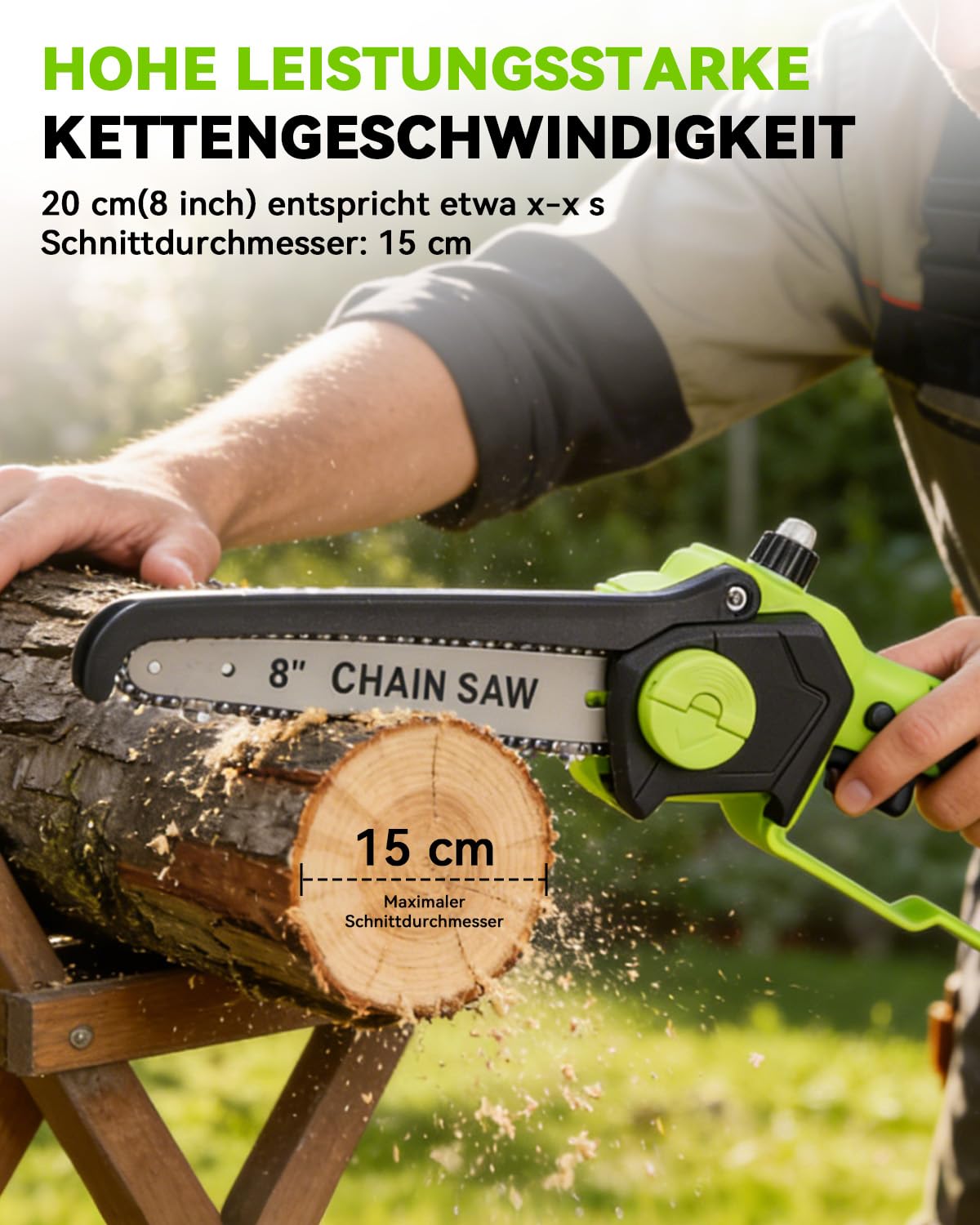 2 en 1 Elagueuse sur Perche, 8 Pouces Mini Tronçonneuse Electrique avec 2 Batteries 3.0Ah et Perche Télescopique, Outils de Jardinage pour l'élagage des Arbres et la Coupe des Branches