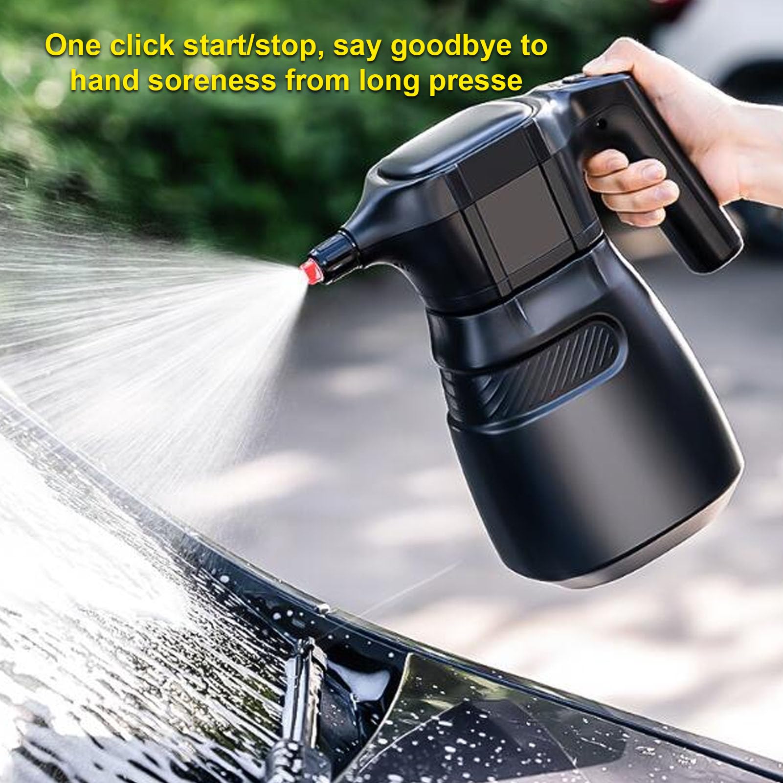 Drfeify Elektrische Sprühflasche 2 L/0,5 Gallonen, Wiederaufladbare, Batteriebetriebene Sprühdose für Pflanzen, Autowaschzubehör