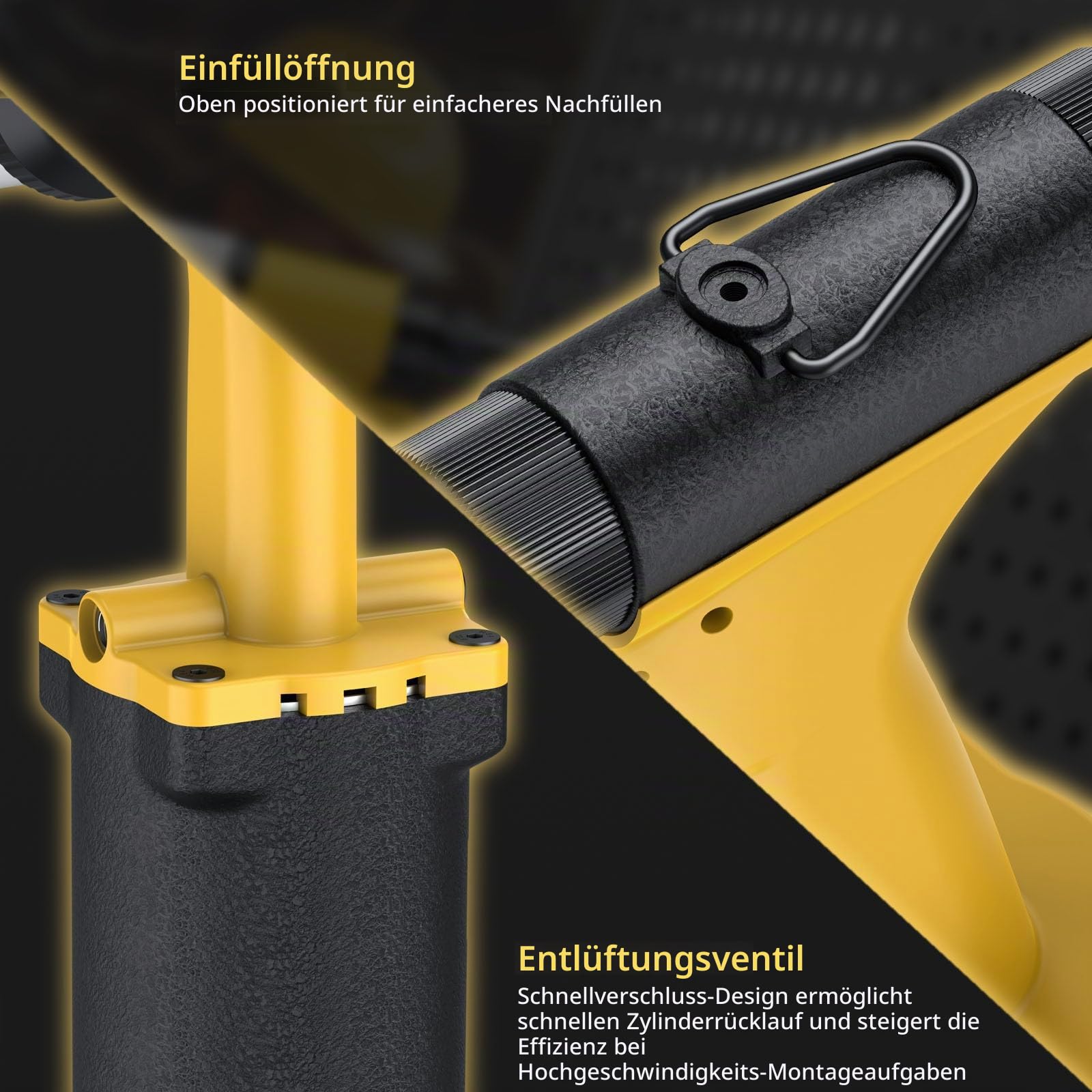 AMTOVL Pneumatische Druckluft Nietpistole - 1000KGF Zugkraft Luftnietpistole Nietgerät für Nietgrößen von 2,4-4,8mm Druckluft Nietzange
