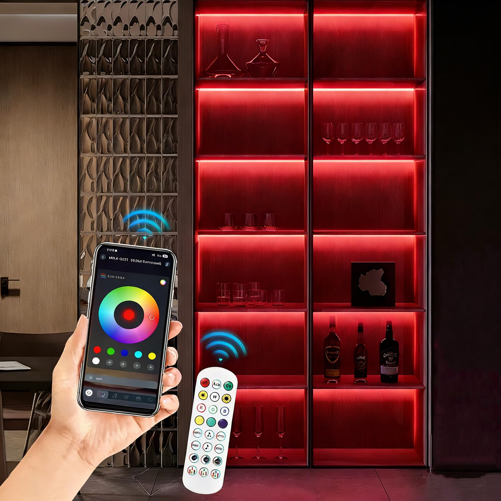 Striscia LED neon per pannelli acustici, 6 strisce LED RGB dimmerabili da 100 cm, per interni, pannelli acustici, scaffali e armadi, controllo tramite app o telecomando e sincronizzazione musicale