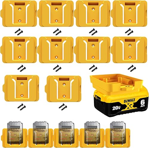 Soportes de batería para Dewalt 20V Mount Dock Fit para 20V 60V (sin batería), paquete de 10 soportes de base de batería para baterías DCB200 DCB203