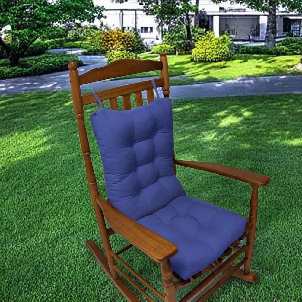Rocking Chair Cushion Set, Patio Chair Cushions, Tufted Chair Pads for Rocker Furniture, Indoor Seat Cushions with Ties (Dark Grey)
