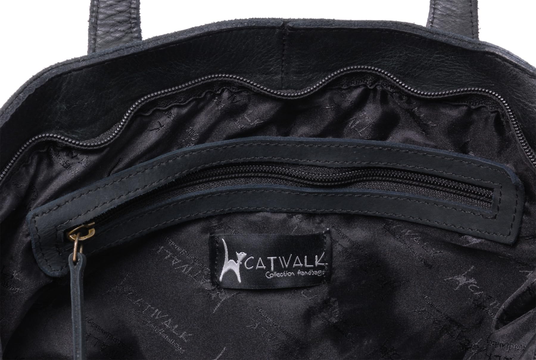 Catwalk Collection Handbags - Bolso de Hombro de Piel Lavada - Tote Bag Mediano de Mujer - Bolso Trenzado Multibolsillos - Matilda