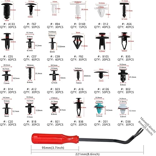 Miniatura 3 de Pinzas de retención de automóvil kit de 24 tamaños más populares 801 piezas de clips de moldura de panel de puerta de automóvil 1 unidad de