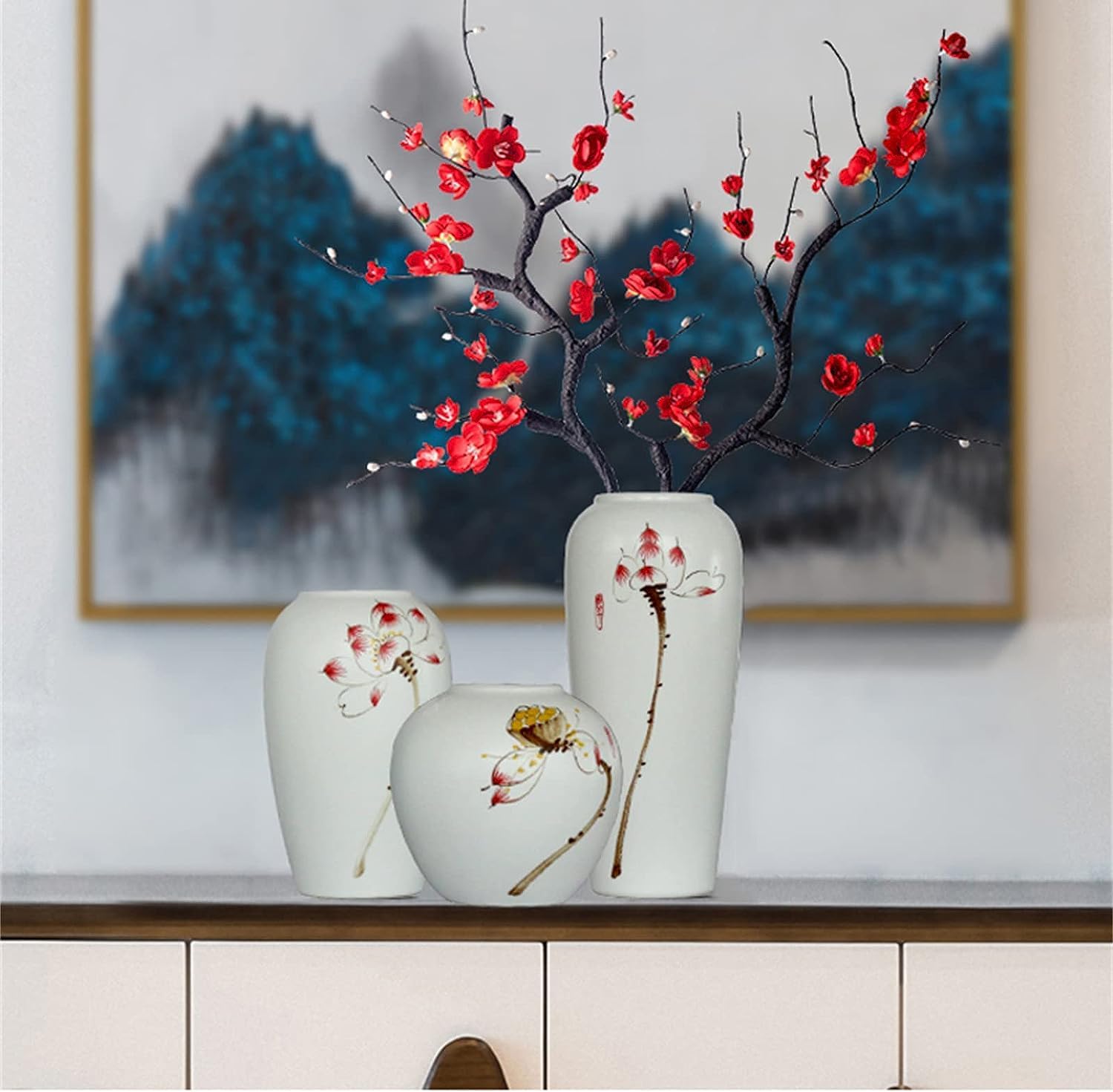 京焼 清風与平作 青華 山水風景人物図 宝瓶 泡瓶 共箱 青花宝相華唐草