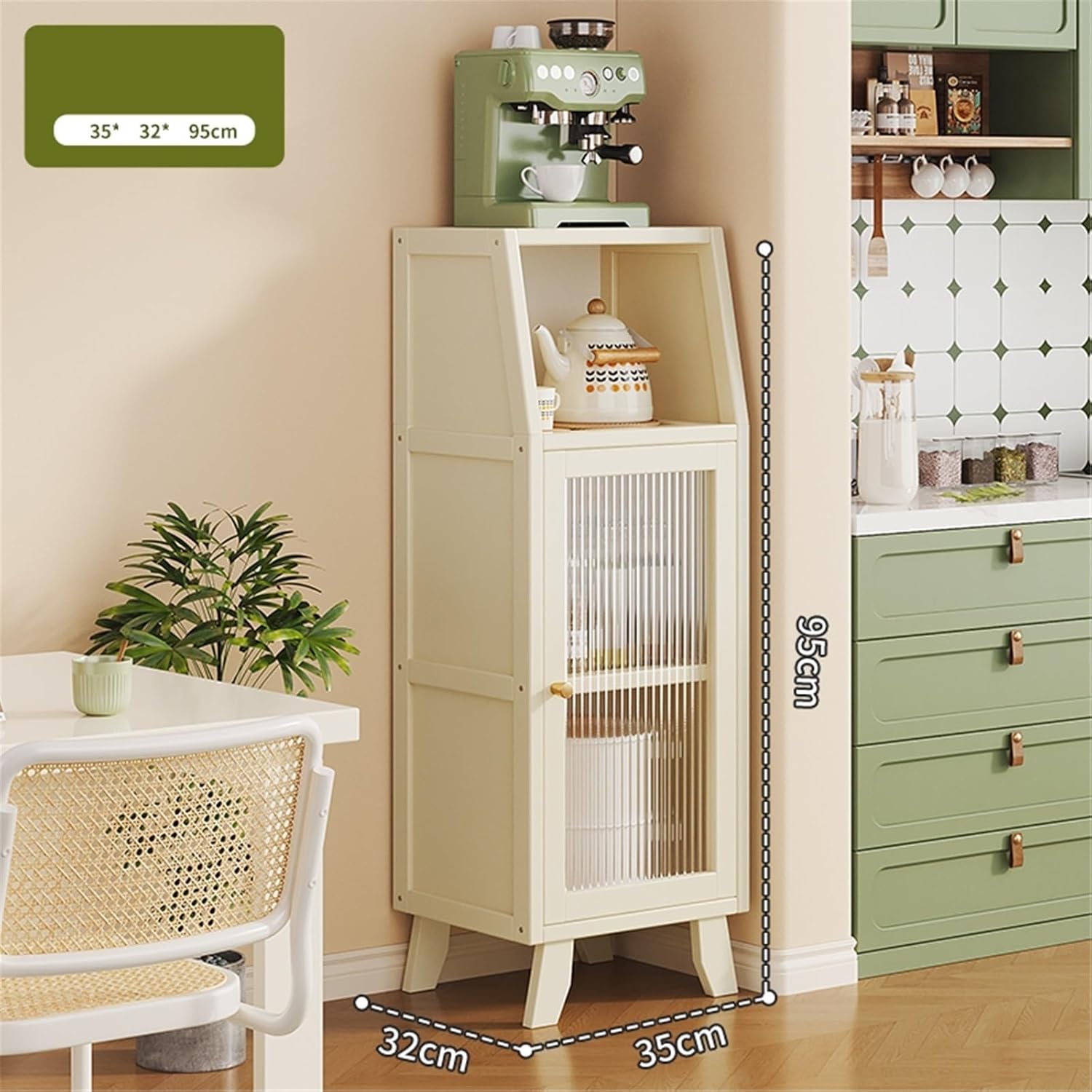 アクセントキャビネット キッチンとリビングルーム用の細枠ガラスサイドボード。床置き式、壁掛け式、収納コンパートメント付き。 ビュッフ