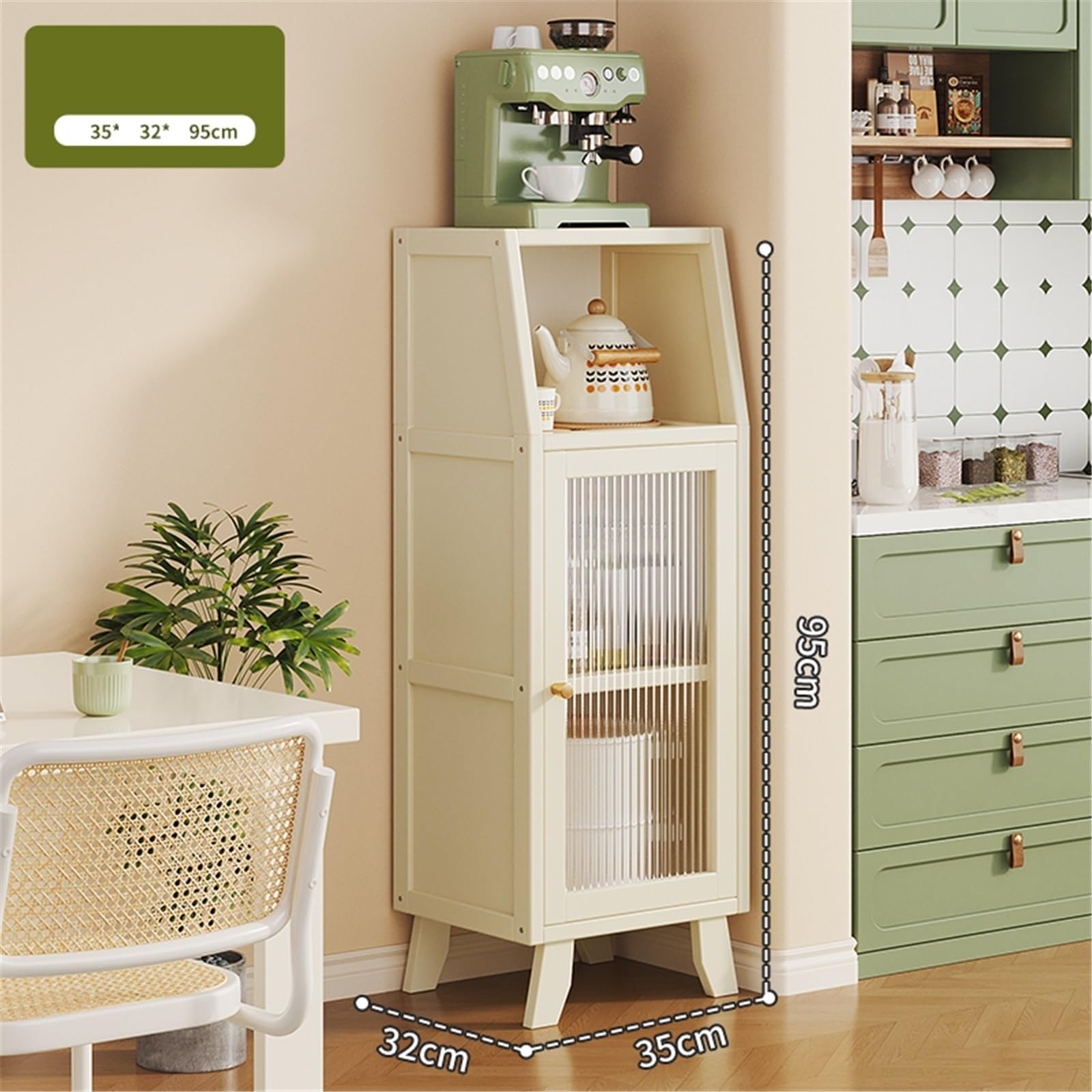 Armadio cucina Credenza in vetro a struttura stretta for cucina e soggiorno stoccaggio