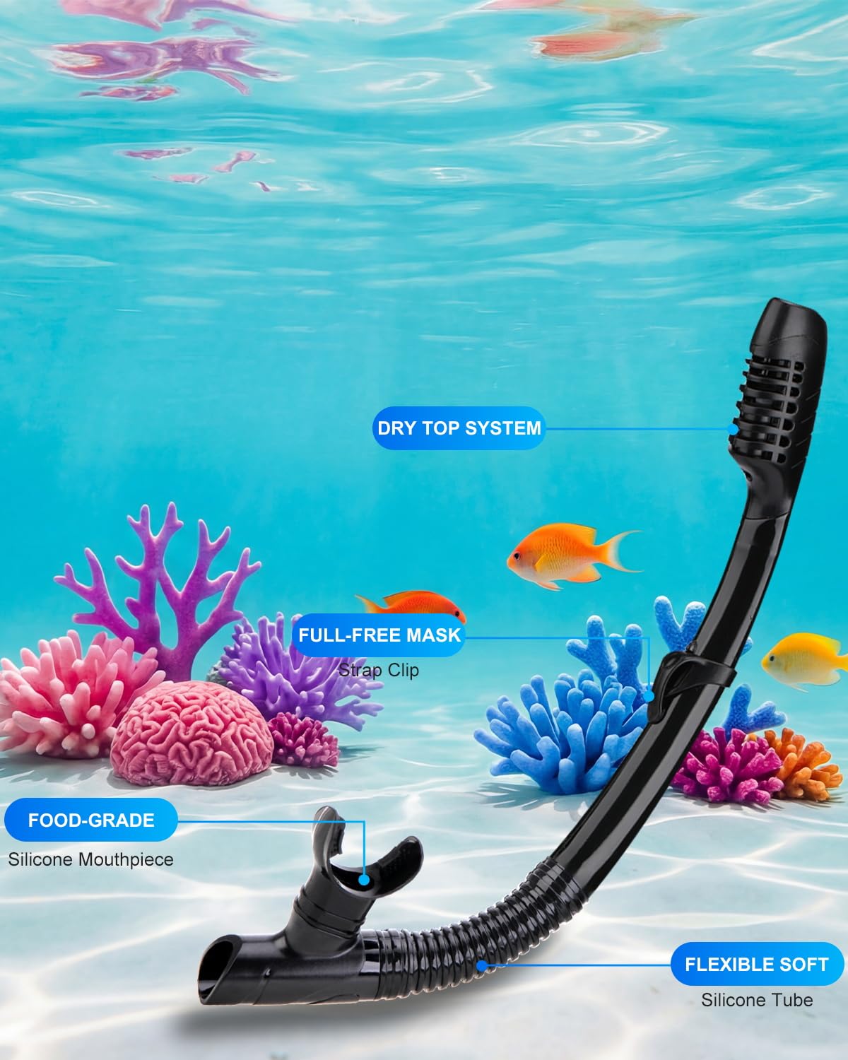 Equipo de esnórquel para adultos Máscara de buceo Set Máscara de buceo Máscara de buceo en seco Gafas de natación Máscara de buceo Cubierta de nariz Juventud Buceo libre (negro)