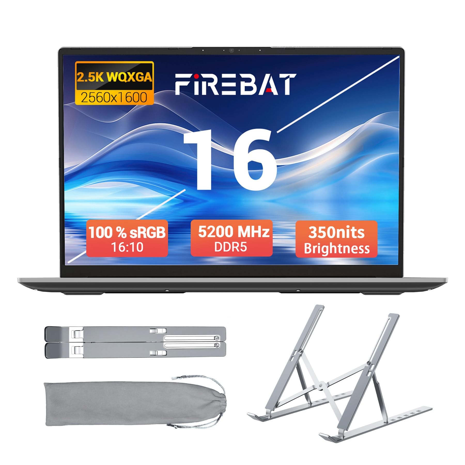 Notebook Portatile Ultrabook, AMD Ryzen7 H255, Radeon 780M, 16" QHD 2560x1600, DDR5 5600MHz RAM, PCIe SSD, Tastiera Retroilluminata, Laptop Multiuso Studio Lavoro Casa Gaming