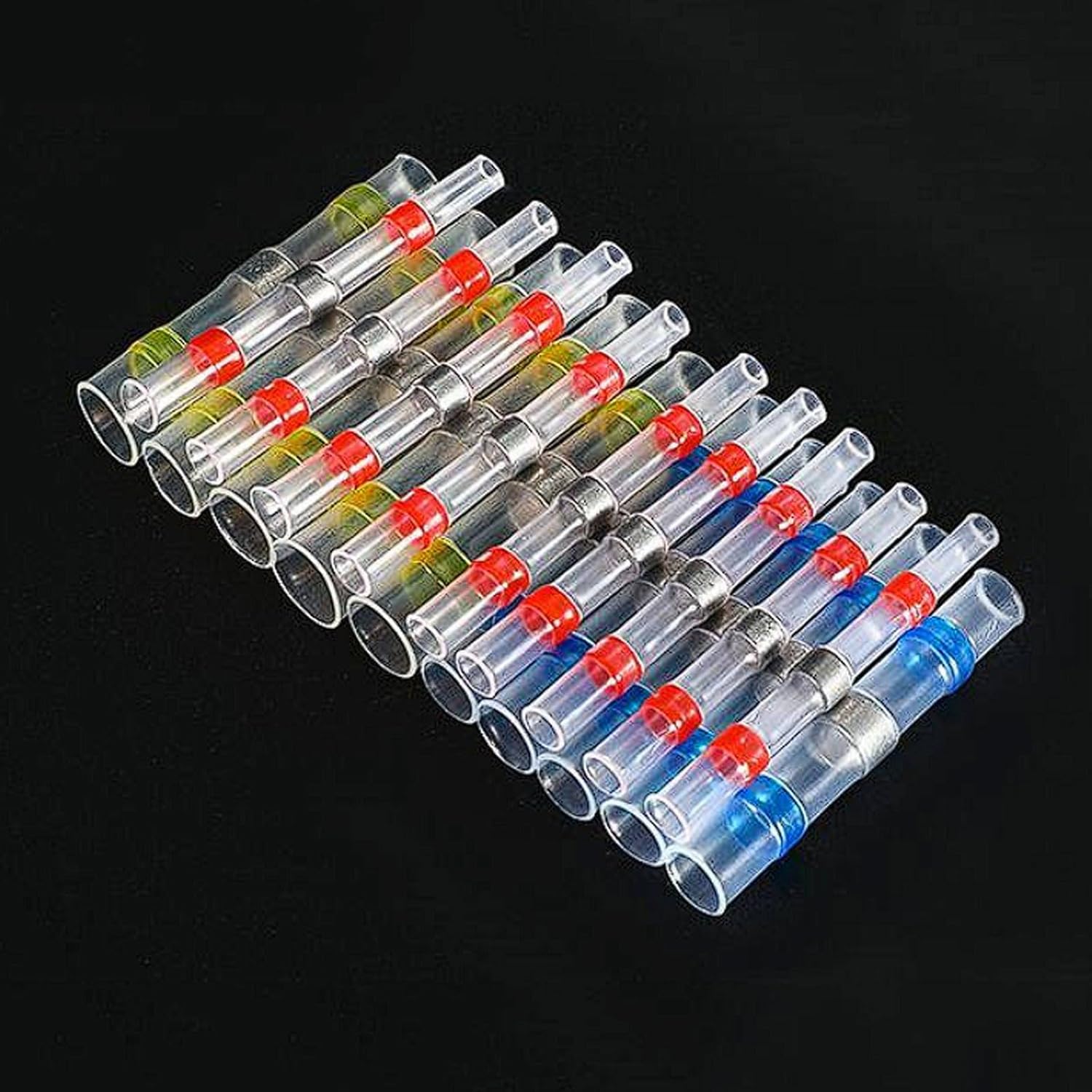250-Piece Solder Ring Heat Shrink Terminal Kit, Insulated Wire Connectors, 4 Colors Mixed, -55°C to 125°C