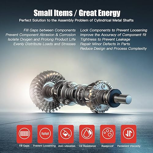 Miniatura 4 de ESKONKE Retención Compuesto Verde 620 Manguito Retenedor Componentes metálicos cilíndricos de alta resistencia Asambleas Bloqueo y sellado Pegamento
