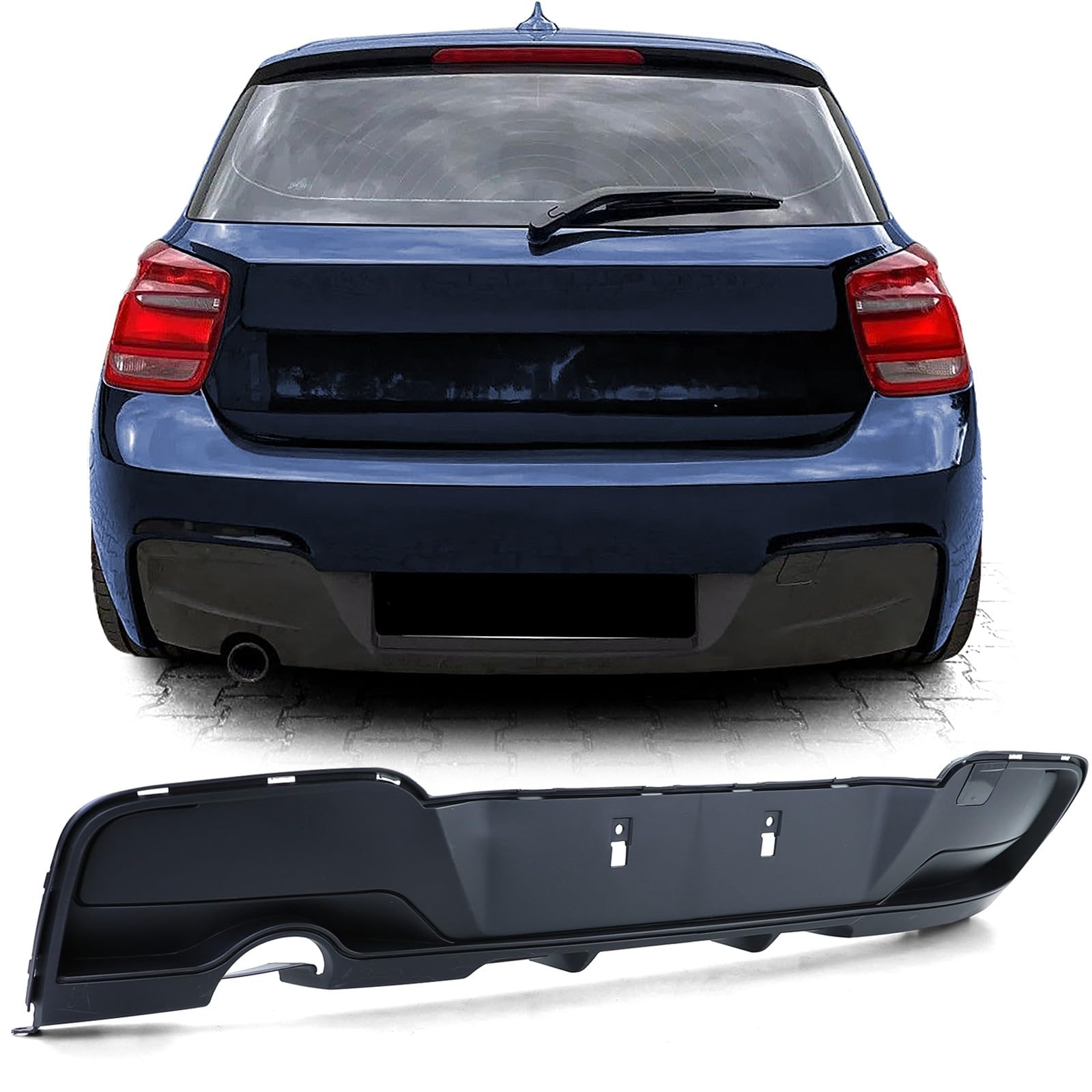 europetuning - DIFFUSEUR Sport Noir Mat Simple Sortie Compatible BMW Serie 1 Type F20 F21 114 116 118 (05922)