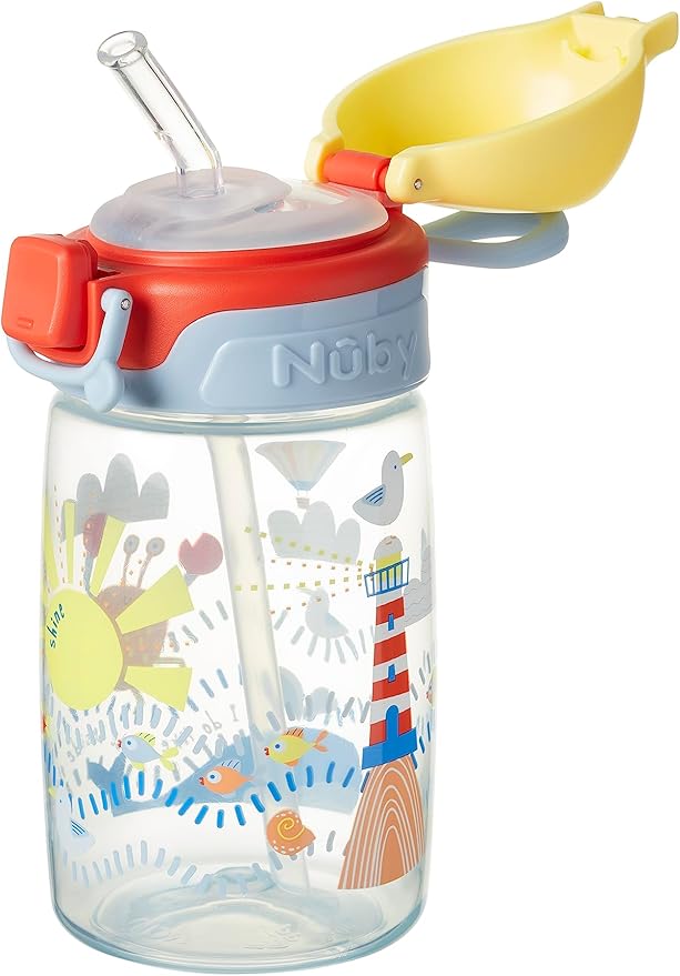 Nuby Super Straw Water Bottle No Spill Active Toddler Sippy Cup