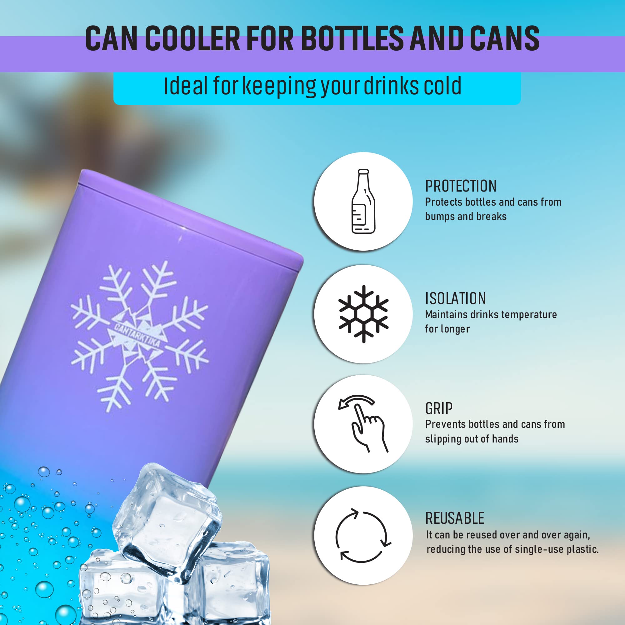 Enfriador Termo Funda para Botellas Latas y Botes de 330, 440 y 500 ml para Cerveza y Refrescos regalo original hombre mujer