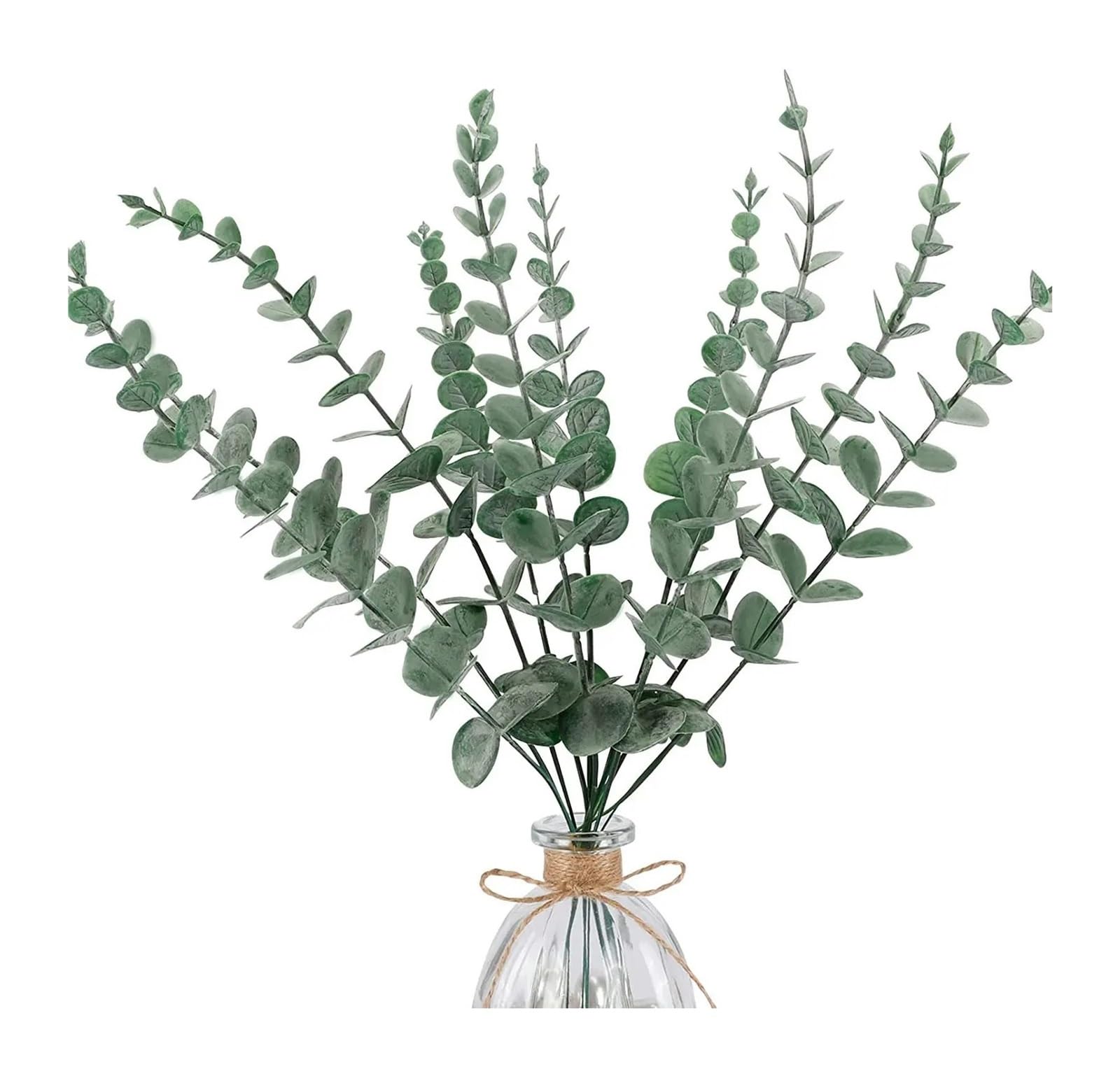 Künstliche Zweige 24 Stück Eukalyptusstiele, künstliche Eukalyptusblätter, grüne Zweige for Hochzeitsblumenarrangements, Bauernhaus-Heimdekoration(White)
