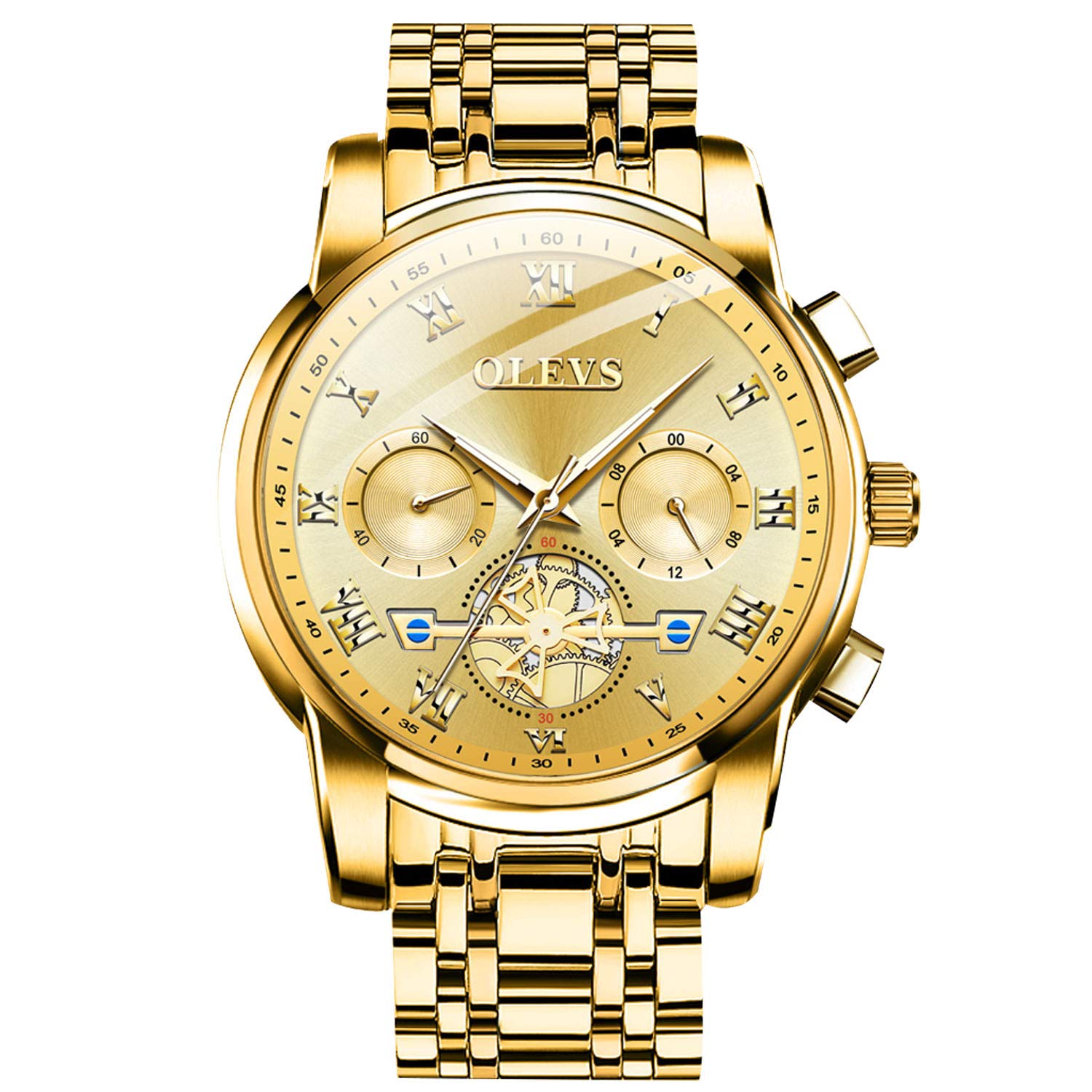 RORIOSRelojes Pulsera Moda Relojes Hombre Analógico Cuarzo Reloj Cronógrafo Luminoso Reloj Pulsera Acero Inoxidable Band Multifunción Negocio Reloj para Hombre