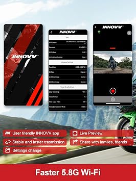 INNOVV K7 Motorcycle Dash Cam, 2K + 2K Front and Rear Camera with EIS Anti-Shake, Motorcycle DashCam with 24hr Sentry Mode, Emerg Auto Save GPS, App Connect, IP67 Waterproof, Max Support 512 GB