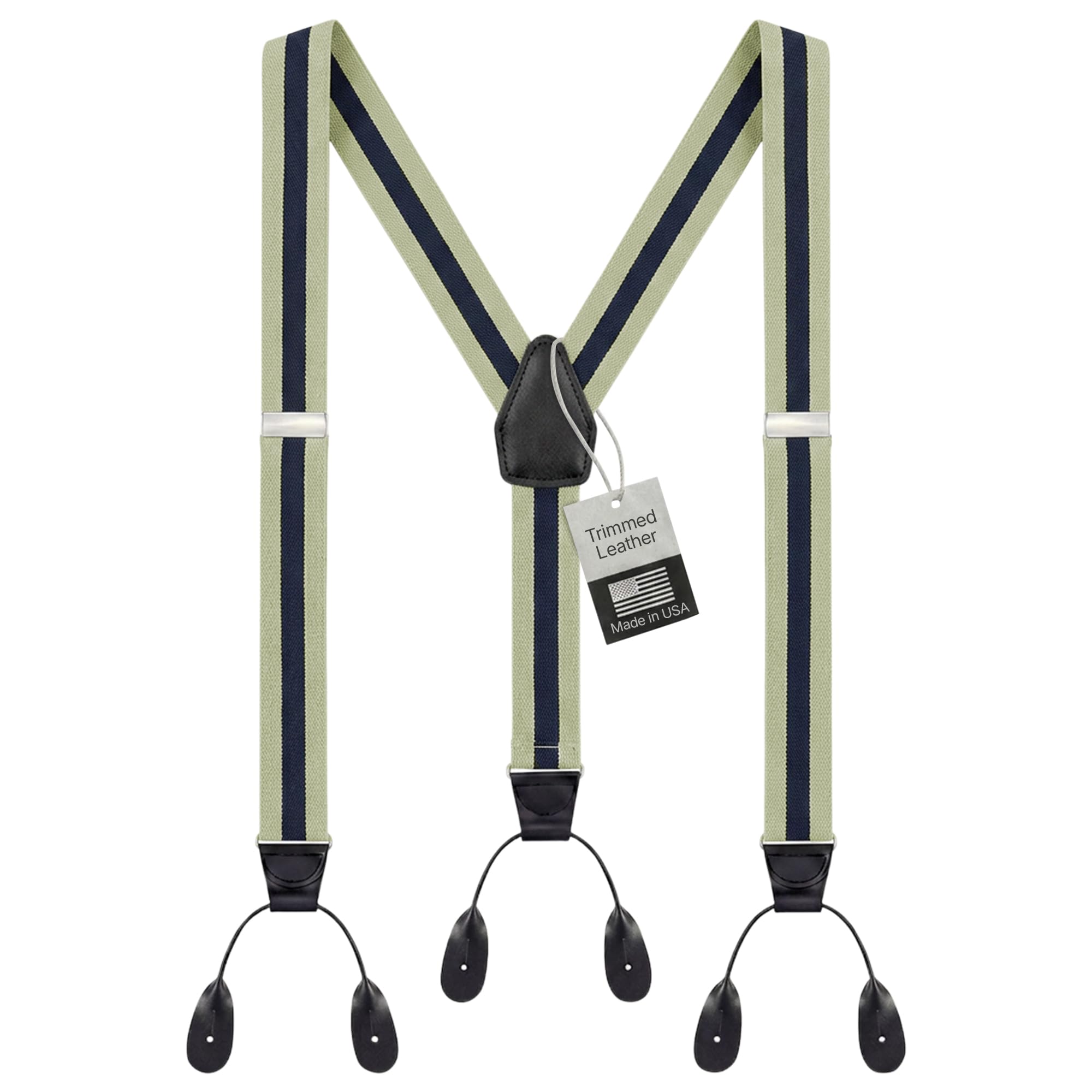 HOLD'EM Tuxedo Button Suspenders for Men – Mens Dress Suspenders Formal | 100% Genuine Leather | Made in USA | Regular &amp; Tall