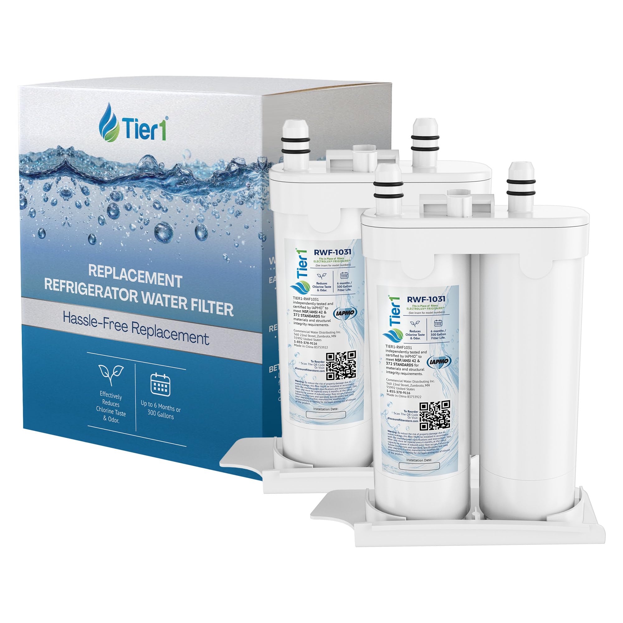 Tier1 RWF1031 Refrigerator Water Filter Replacement for PureSource2 WF2CB - 2 Pack | Water Filter for Fridge | Replacement for WF2CB, NGFC 2000, 1004-42-FA, 469911, 469916, FC100, EWF2CBPA