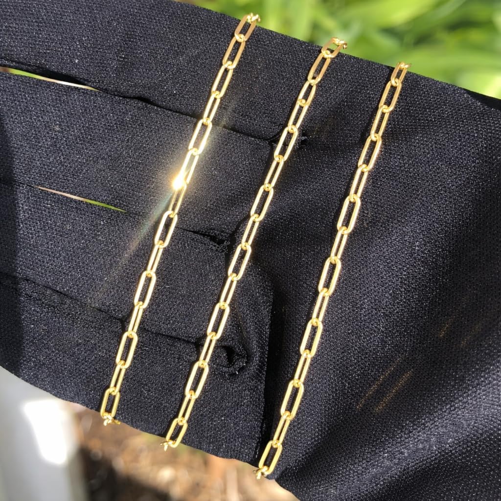 Real Genuine 1/20 14K Yellow Gold GF Paperclip Bracelet 4 mm 7 Inch Paper Clip for Women and Men - Image 3