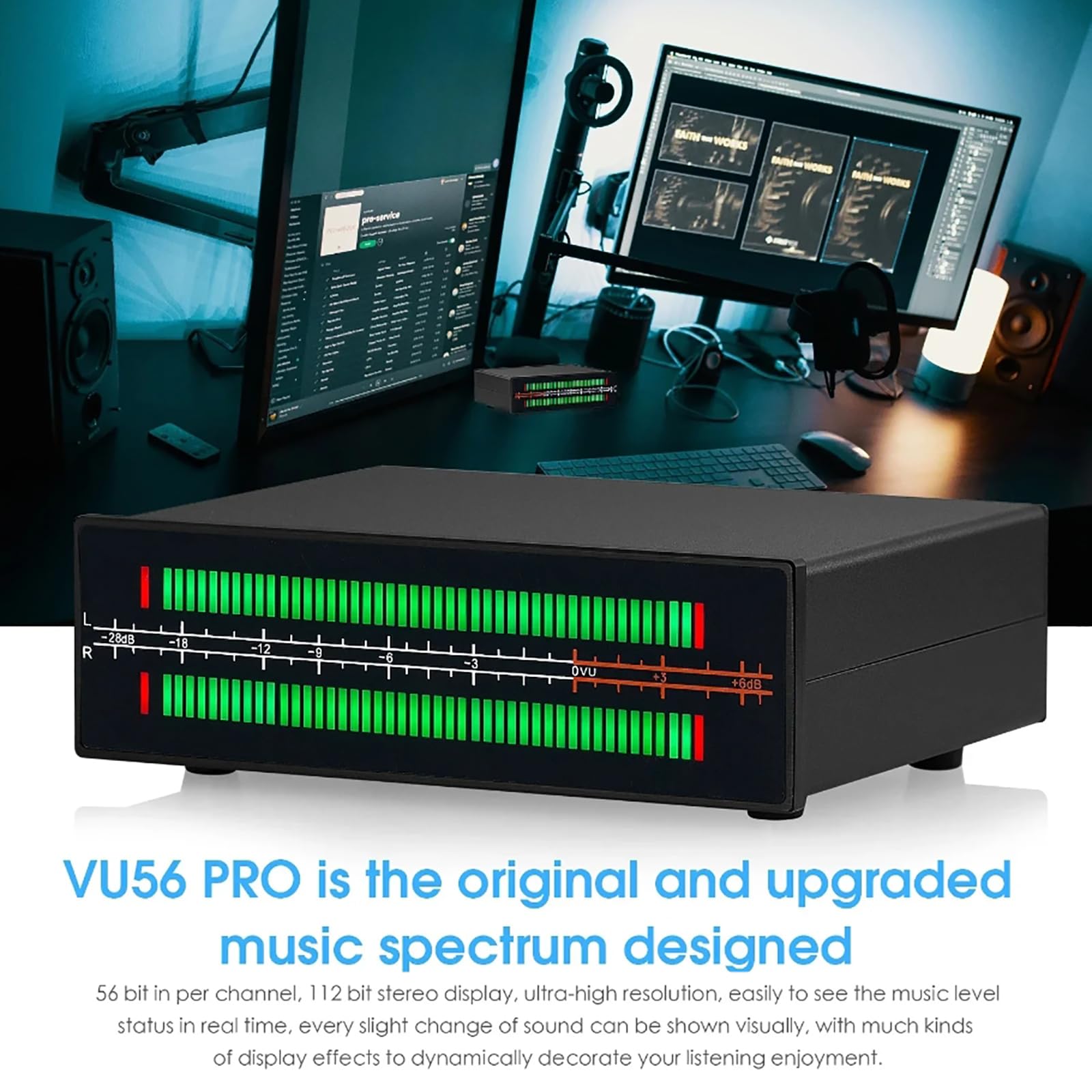5 MmVisualizzatore di Spettro Musicale, Monitor Analizzatore Audio con Telecomando, 8 Effetti di Visualizzazione E Colori Commutabili, con Ingressi E Uscite RCA E AUX da 3,5 Mm