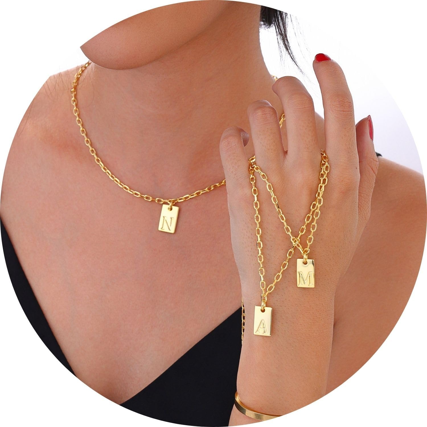 Gold Initial Necklaces for Women 14K Gold Plated Letter Necklace Dainty Personalized Initial Tag Pendant Necklace Trendy Jewelry Z - Image 4