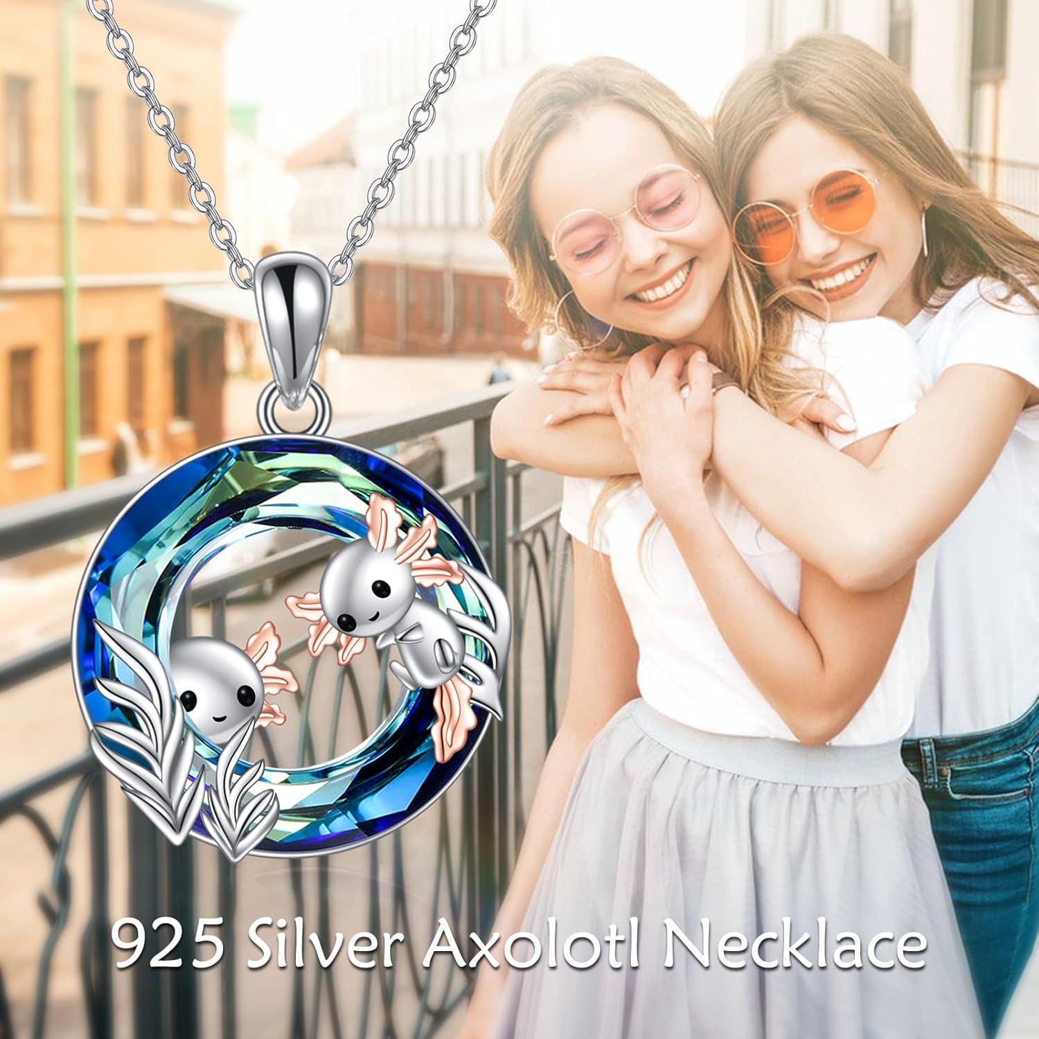 KQF Axolotl/Dolphin/Frog/Dragonfly Necklace Sterling Silver Animal Pendant Necklace with Crystal Animal Jewelry Mother'S Day Gifts for Women - Image 6