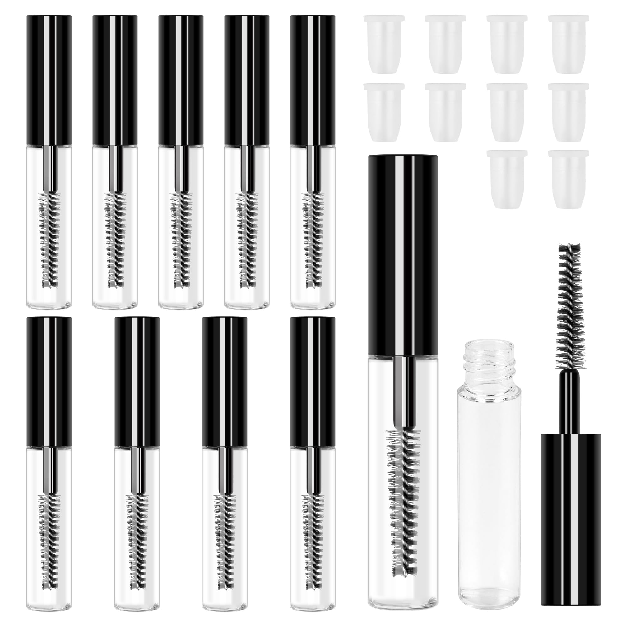 AHIER Adecco LLC 10 pcs 4ML Reusable Empty Bottle Tube Container for Eyelash Growth Oil /Mascara with Brush for Home and Travel (10p)
