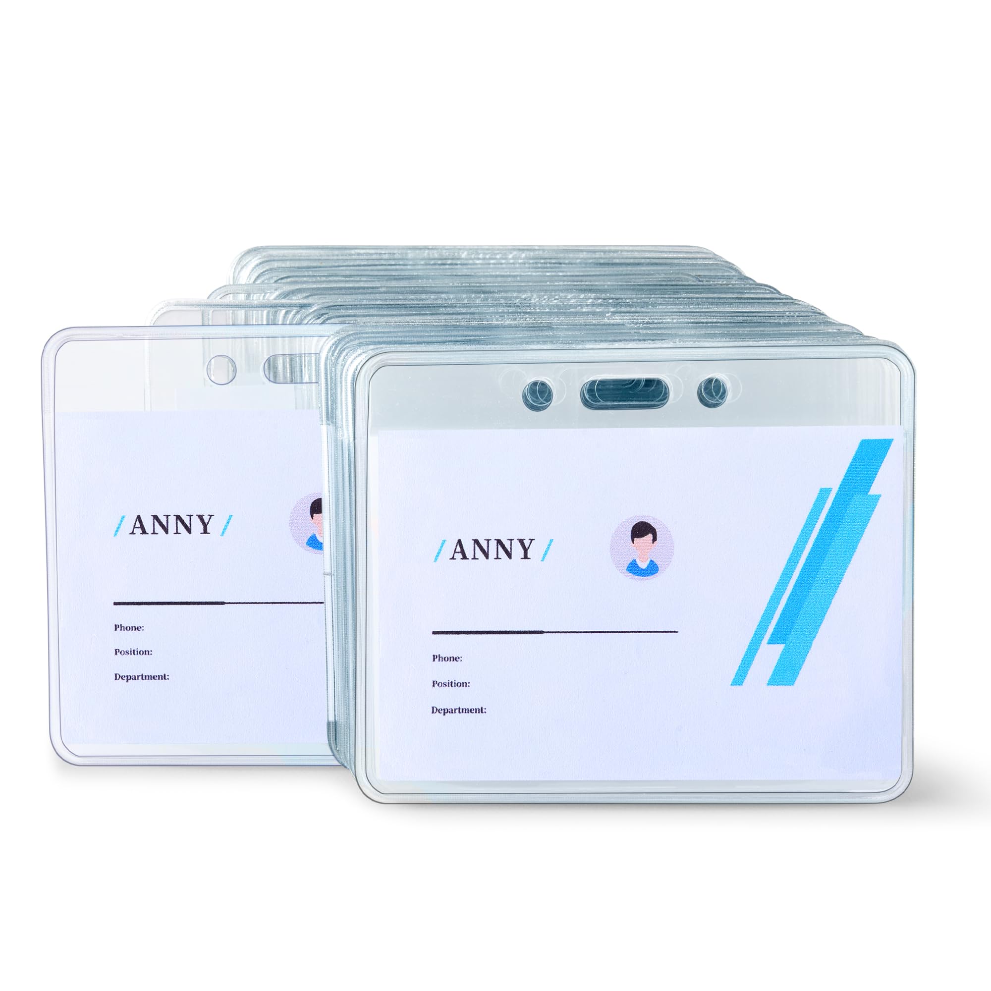 Amazon Basics Badge Holder, Horizontal, Clear, Pack of 50