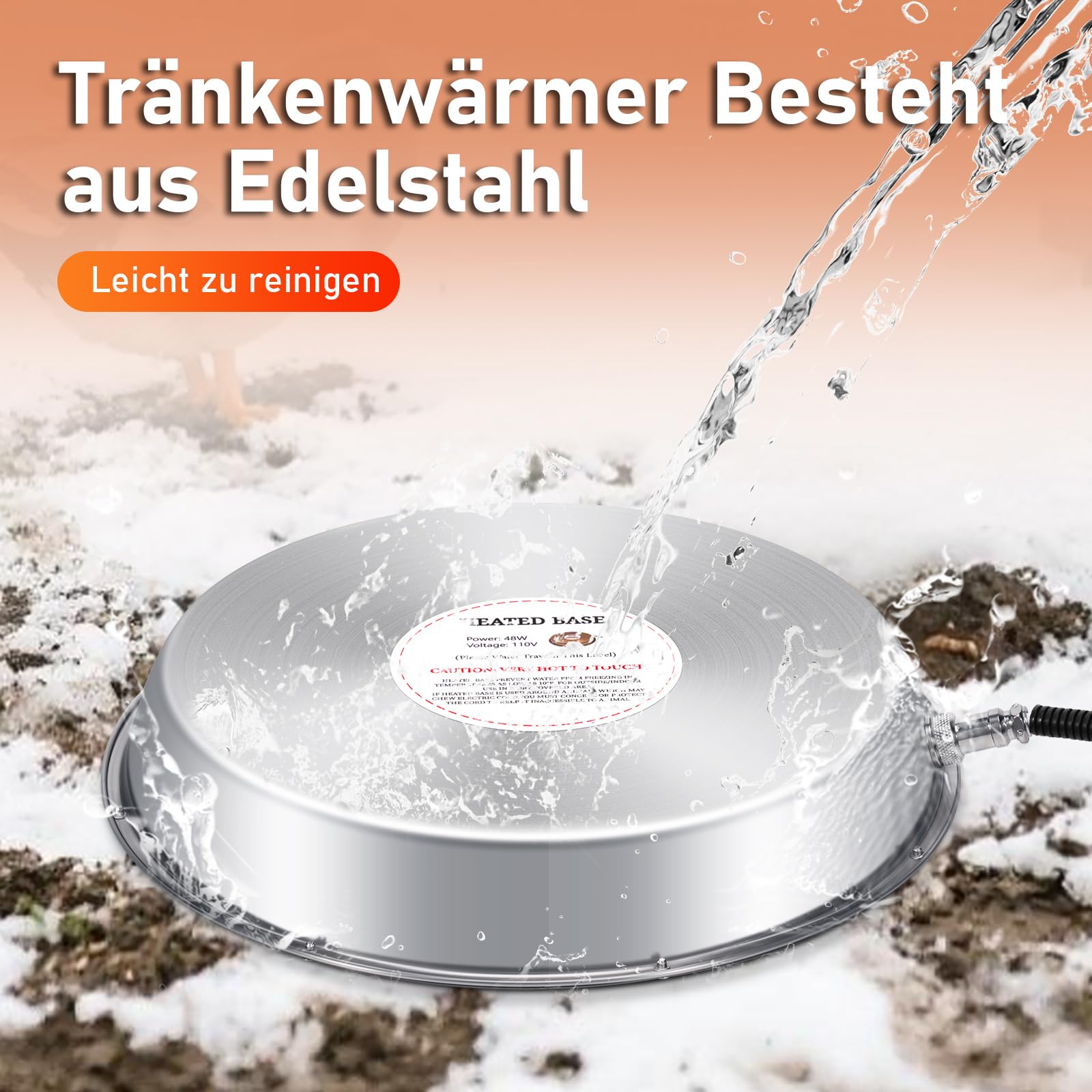 Heizplatte Für Geflügeltränke 55w, Wärmeplatte Aus Edelstahl Für Hühnertränke, Heizung Für Hühnertränke Kann Von 0-90°C Eingestellt Werden, Tränkenheizung, Tränke Wärmeplatte (30cm)