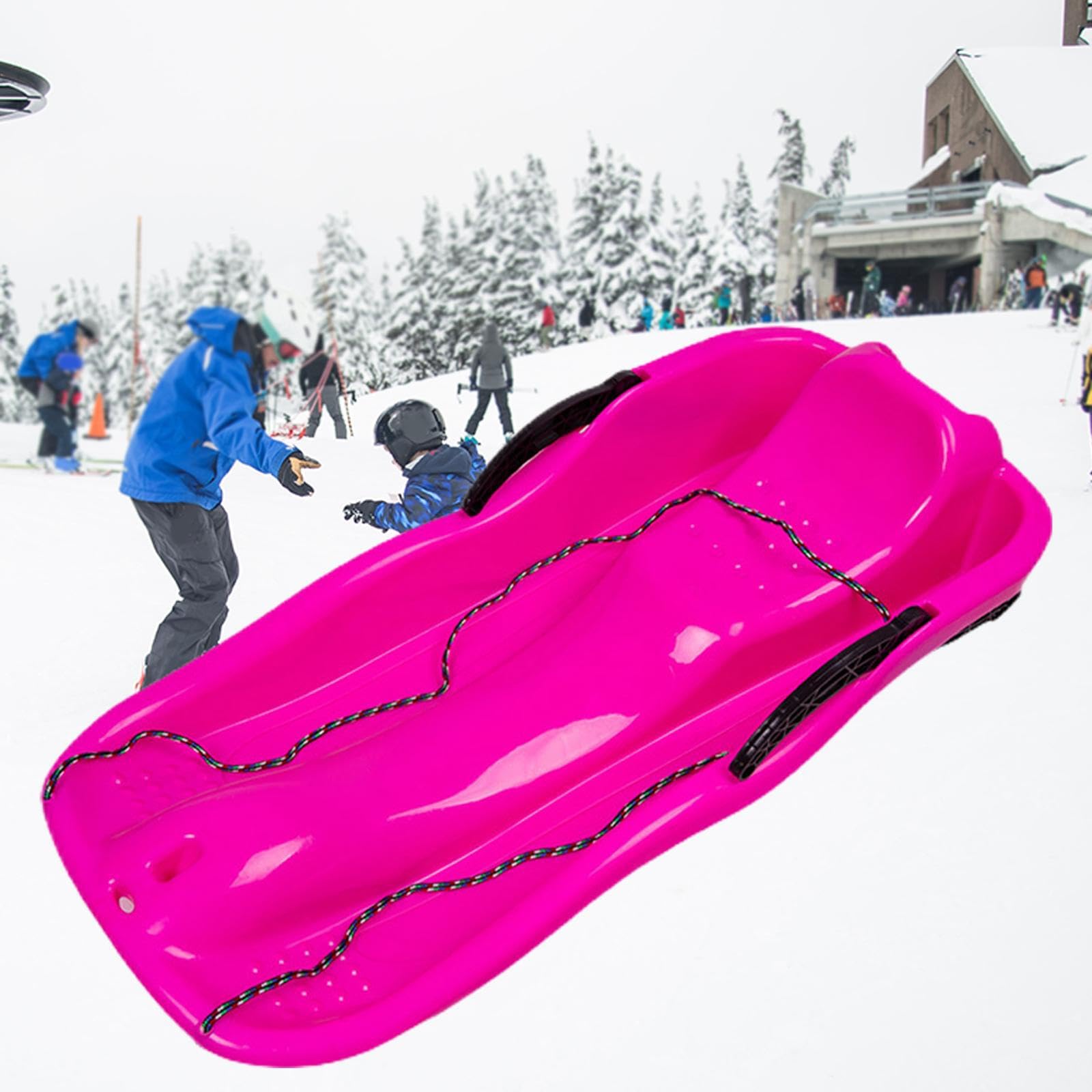 Luge de Jardin avec Freins, Pratique pour Les Enfants et Leurs Amis, Toboggan pour Deux Personnes en Hiver, Luge maniable pour Enfants et Tout-Petits,